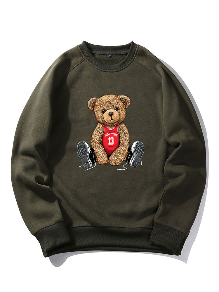 Sweat-shirt à manches raglan imprimé ours de New York