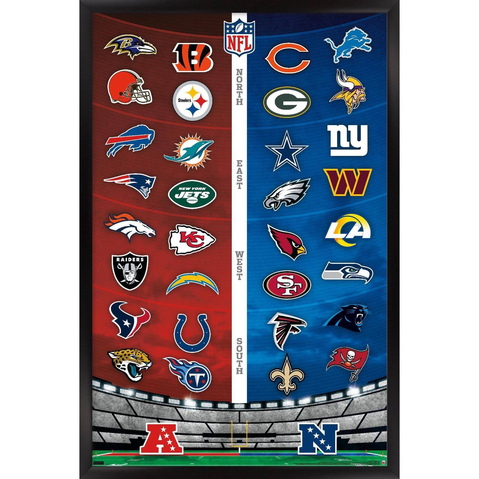 Trends International NFL League - Logos 22 Framed Wall Poster Prints Black Framed Version 22.375