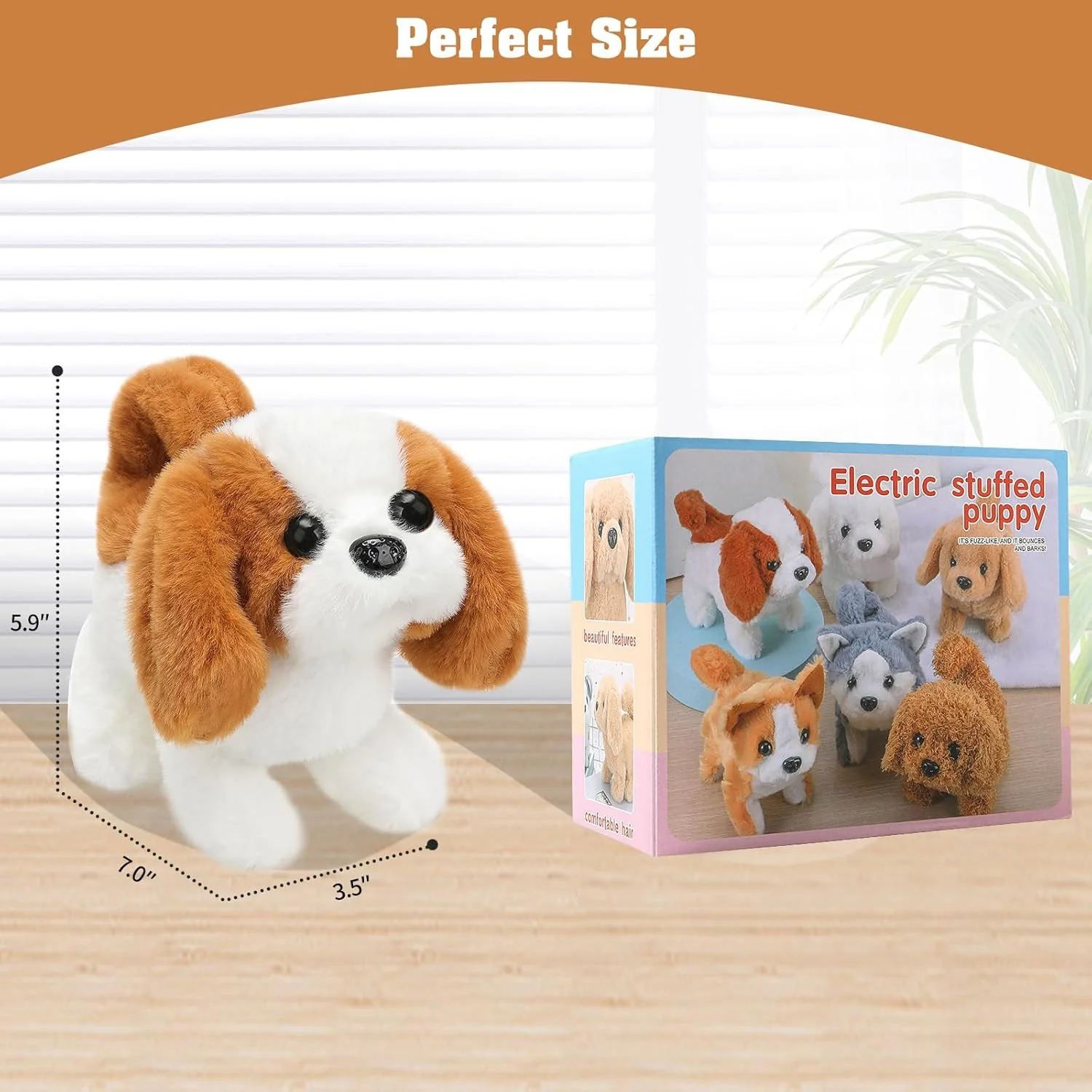 Plush Saint Bernard Toy Puppy Electronic Interactive Dog - Walking, Barking, Tail Wagging