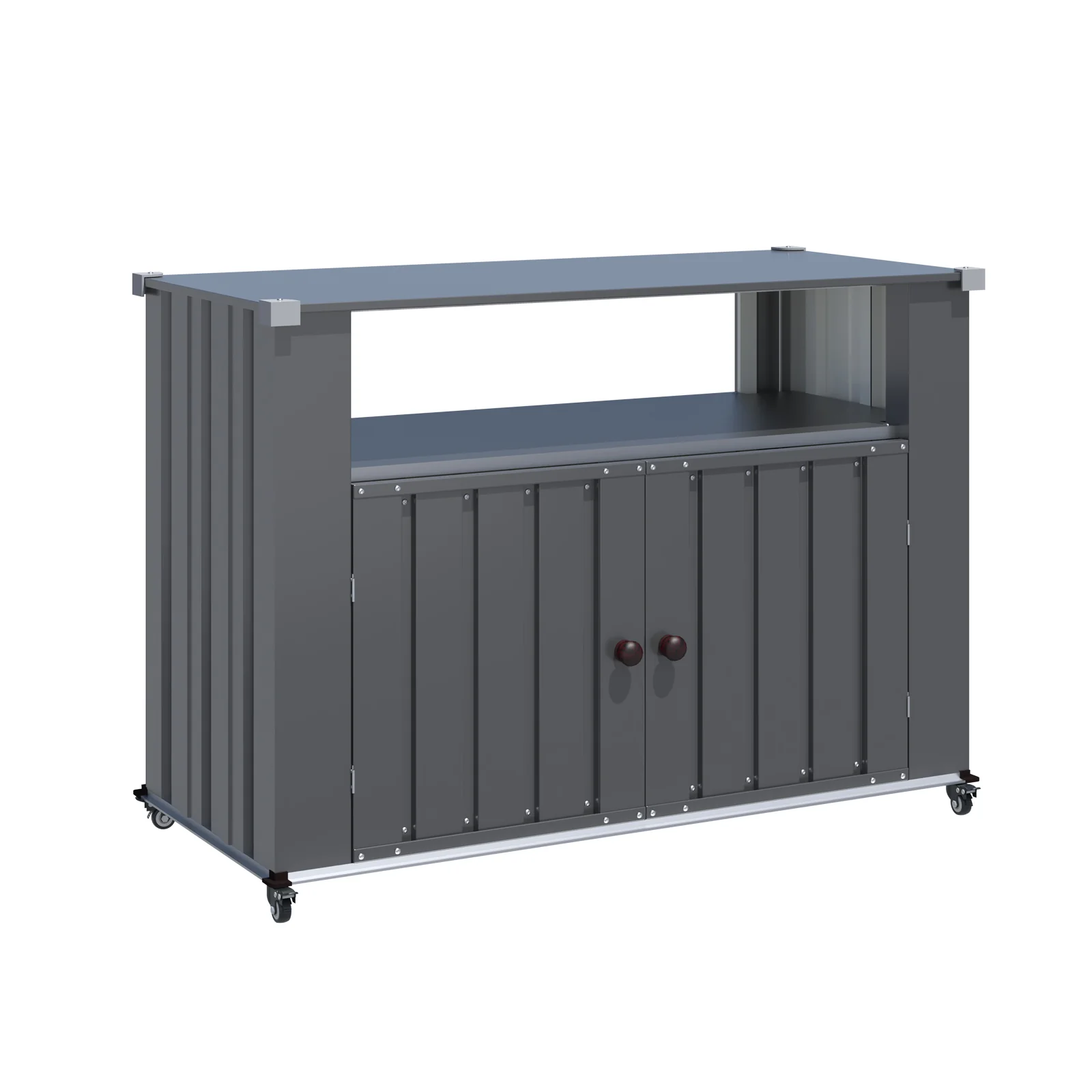 AECOJOY Outdoor Grill Table with Storage Cabinet Weatherproof, Outdoor Kitchen Island, Grill Cabinet Cart with Storage