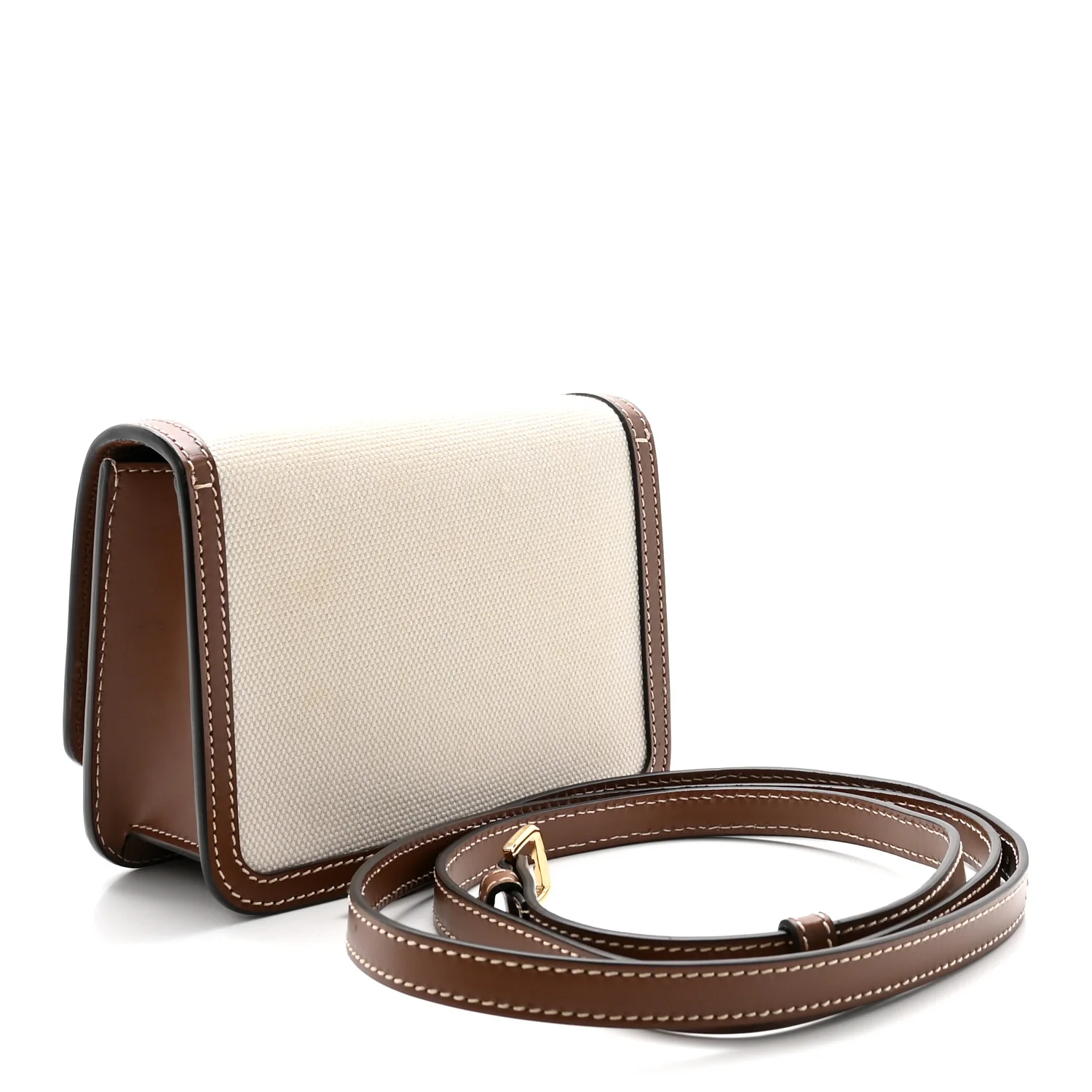 Canvas Calfskin Mini TB Bag Natural Malt Brown