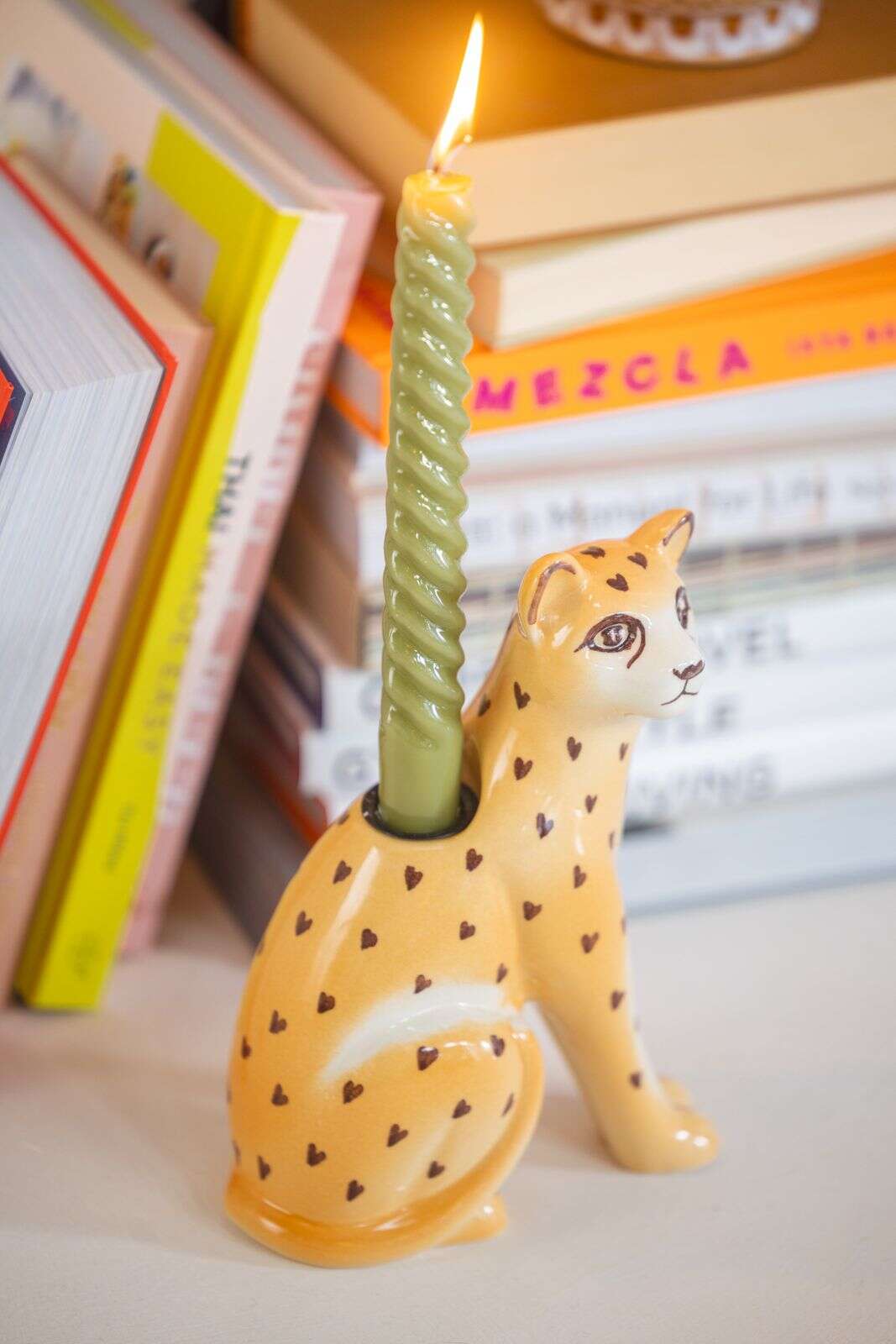 Groene draaikaarsen 21 cm