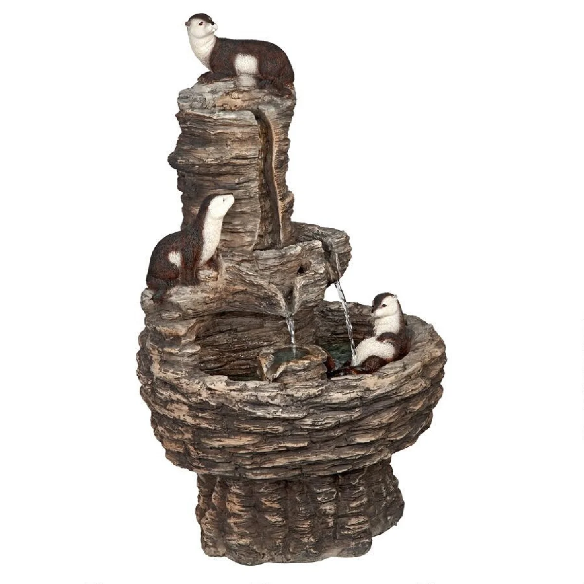 Outdoor Living and Style Tres Amigos Playful Otter Cascading Garden Fountain - 28