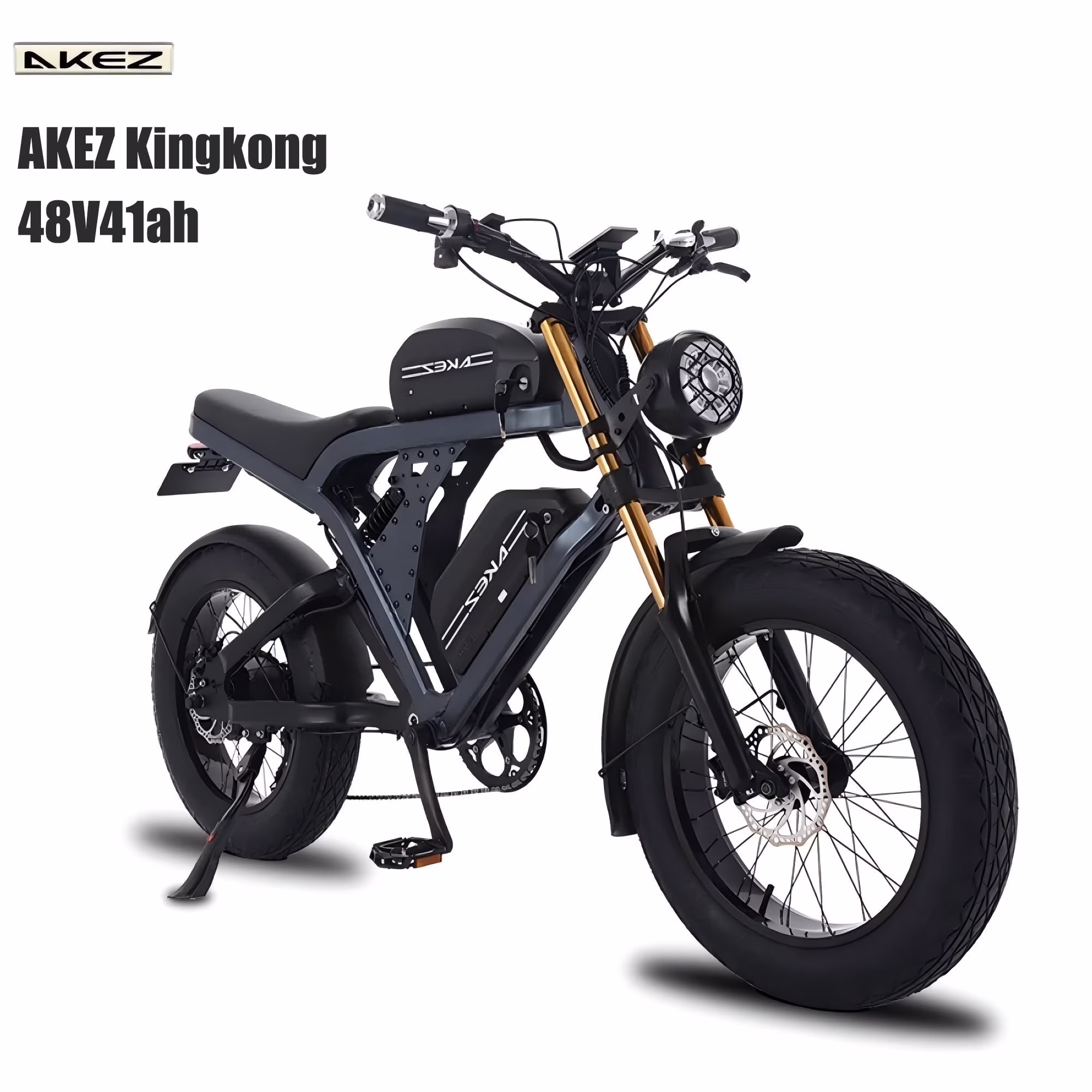 Peak 3000W Kingkong 1500W Electric Bike,31MPH Electric Dirt Bike for Adults,48V41A Dual Removable Battery Mountain Ebike,20'' Fat Tire Ebike,7Speed,Hydraulic Brake(Gray)