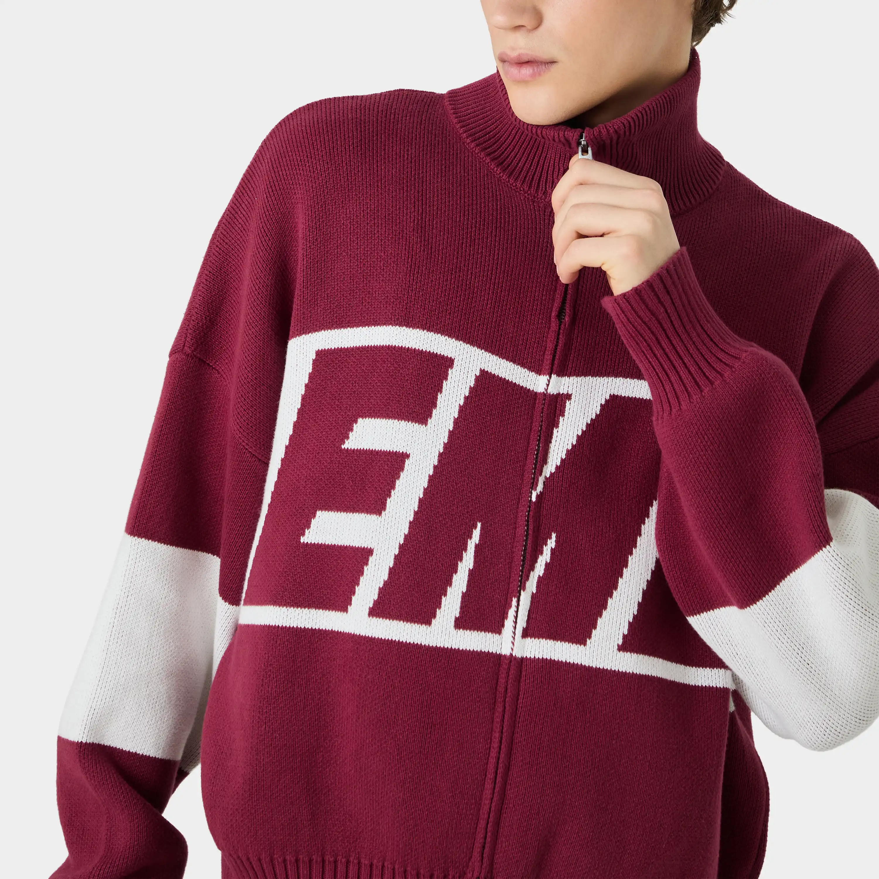 Thrill Burgundy Zipper Knit