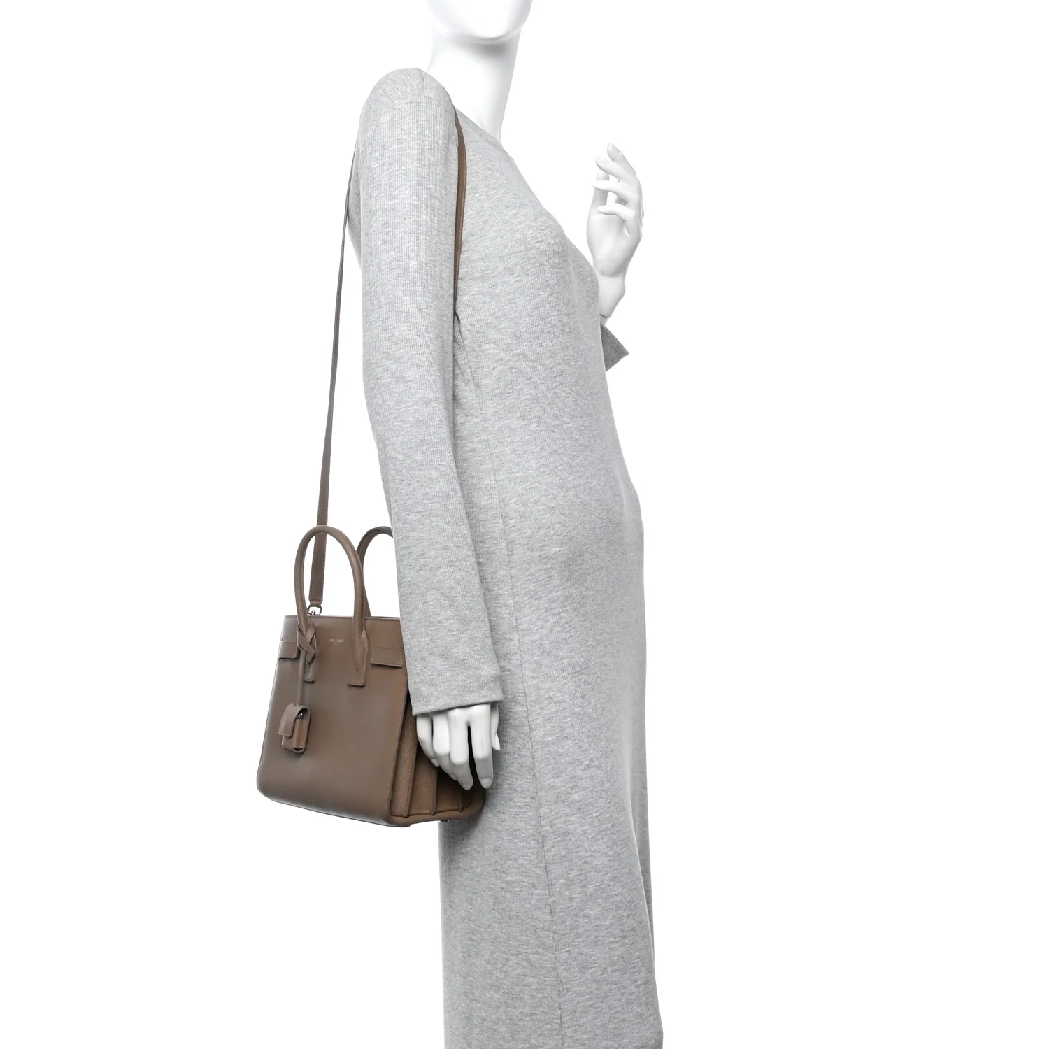 Grained Calfskin Baby Sac De Jour Taupe