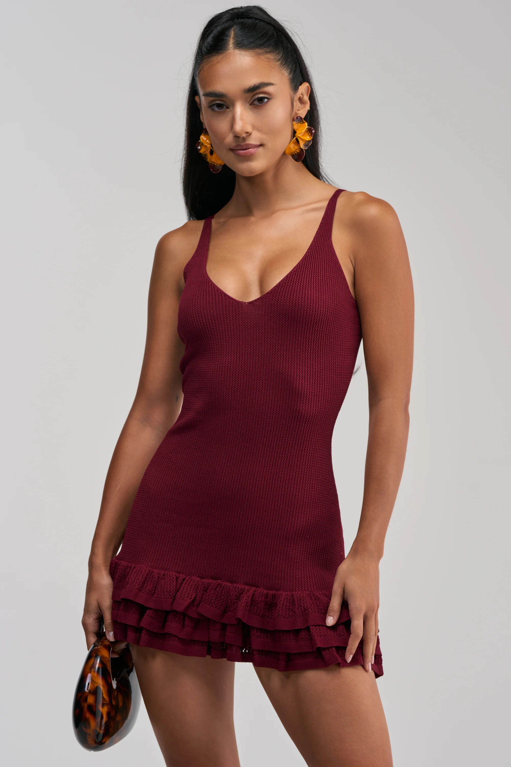 RUFFLE QUEEN MINI DRESS IN PLUM - Akira Store