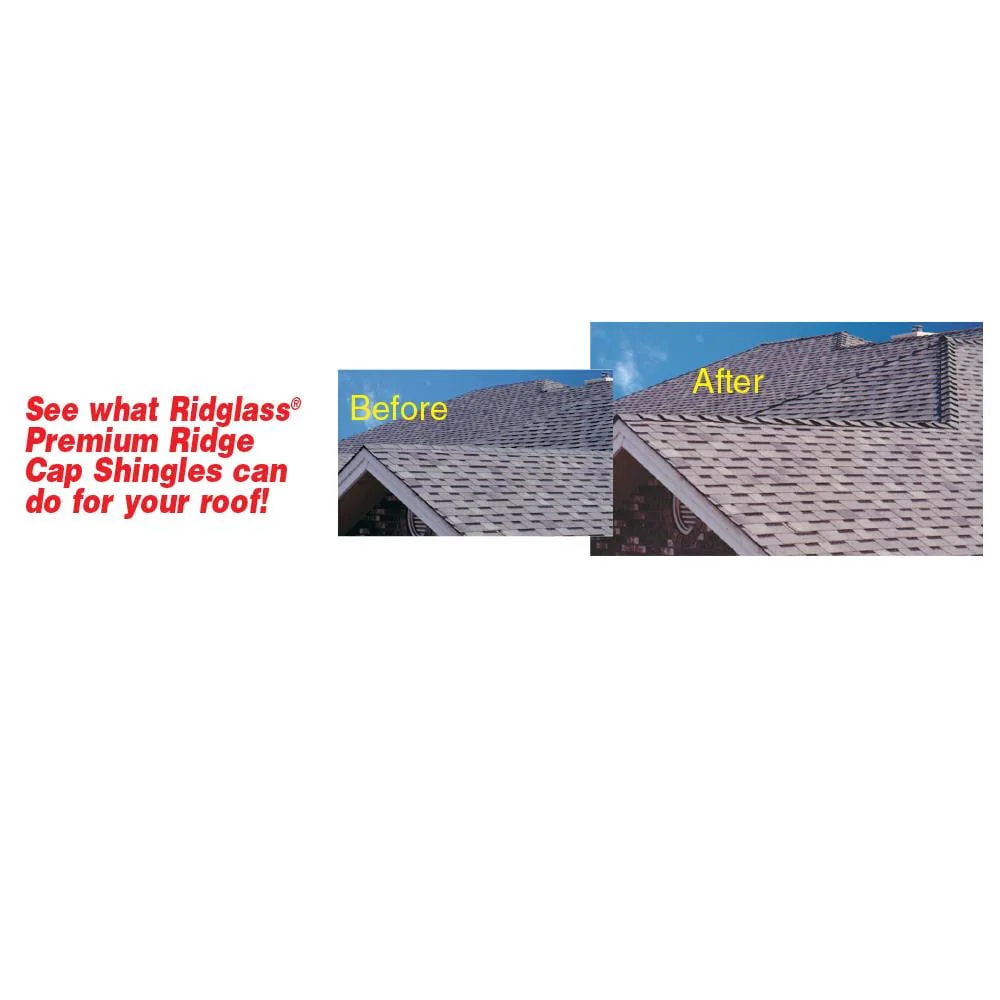 GAF Ridglass Premium Hip & Ridge Cap Shingles, Charcoal, 10-in Width, 31 Lin. Ft. per Bundle/Box (04GARG10CH)