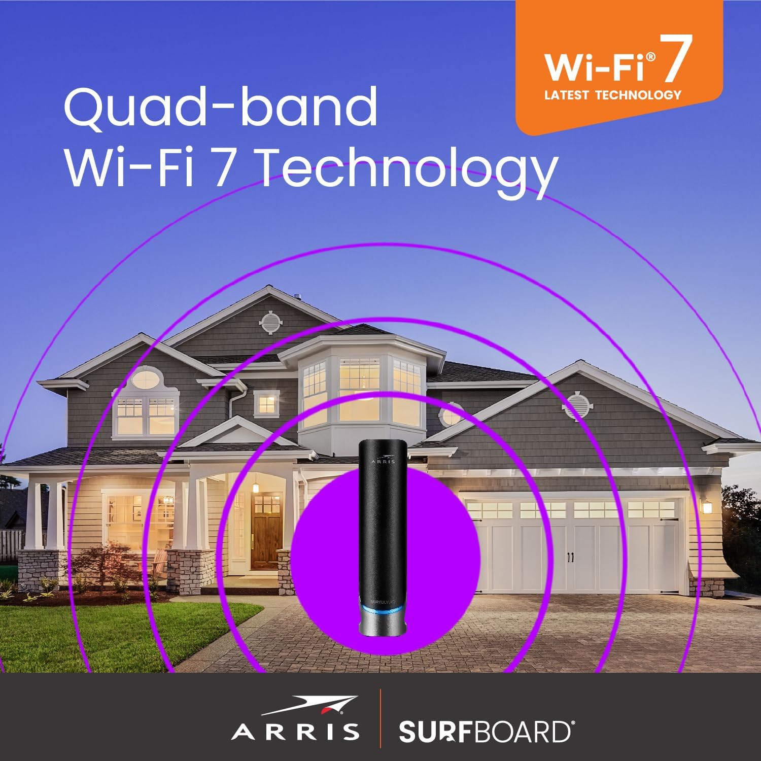 ARRIS (G54) - Cable Modem Router Combo - Fast DOCSIS 3.1 Multi-Gigabit & BE 18000 WiFi 7 Comcast Xfinity  Cox  Spectrum Quad-Band 1  Up to 18 Gbps Max Speed