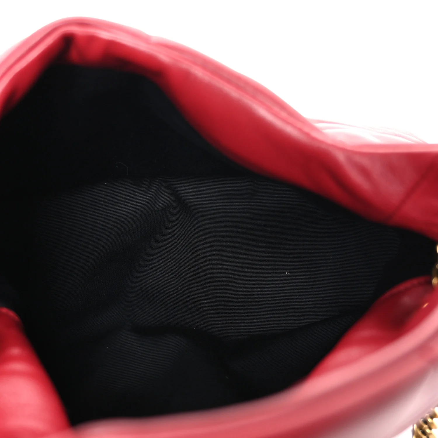Lambskin Quilted Small Loulou Puffer Monogram Chain Satchel Red