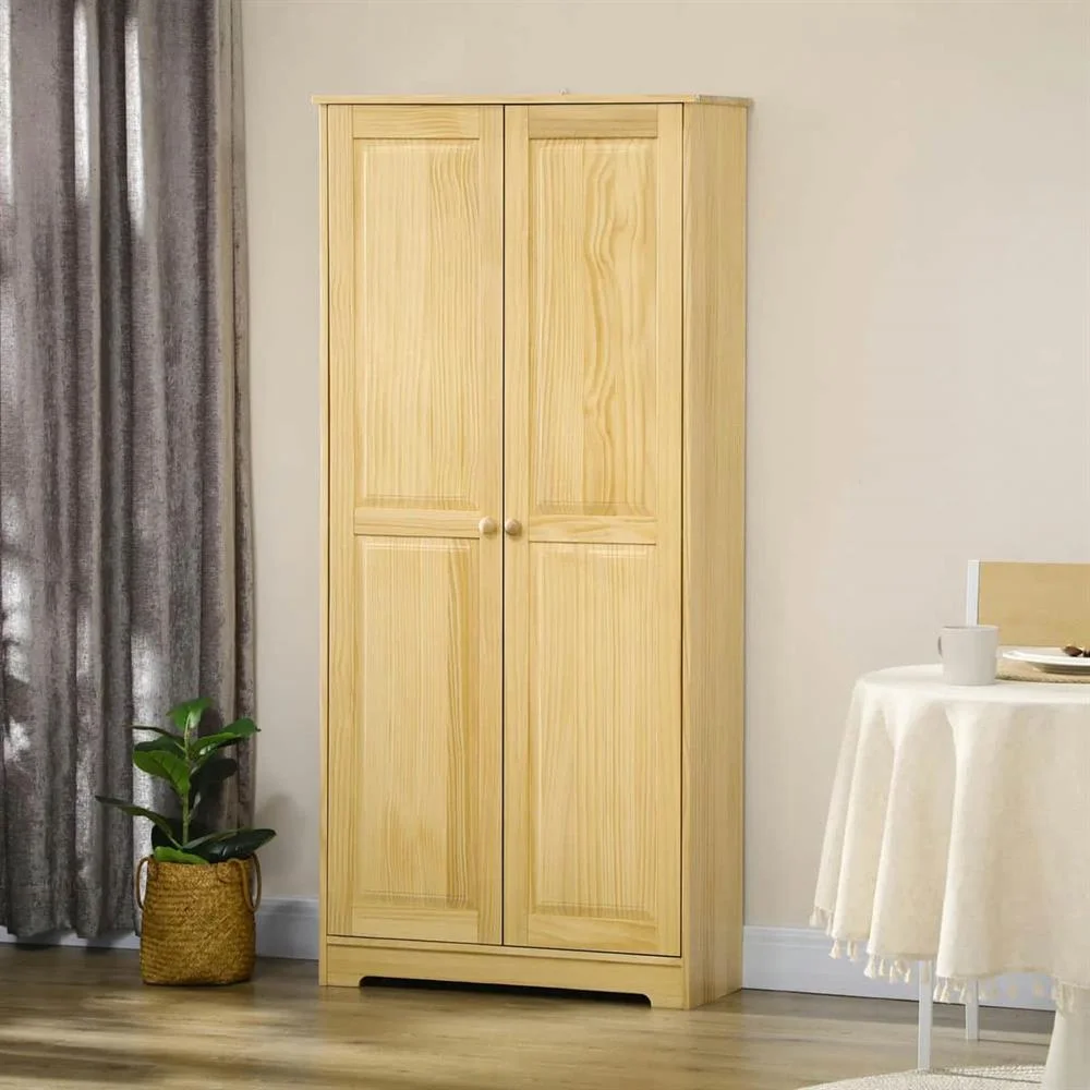 Topcobe 67" Solid Wood Kitchen Pantry Cabinet, Sturdy Freestanding Storage Shelves, Sliding Door, Perfect for Dining Room Organization