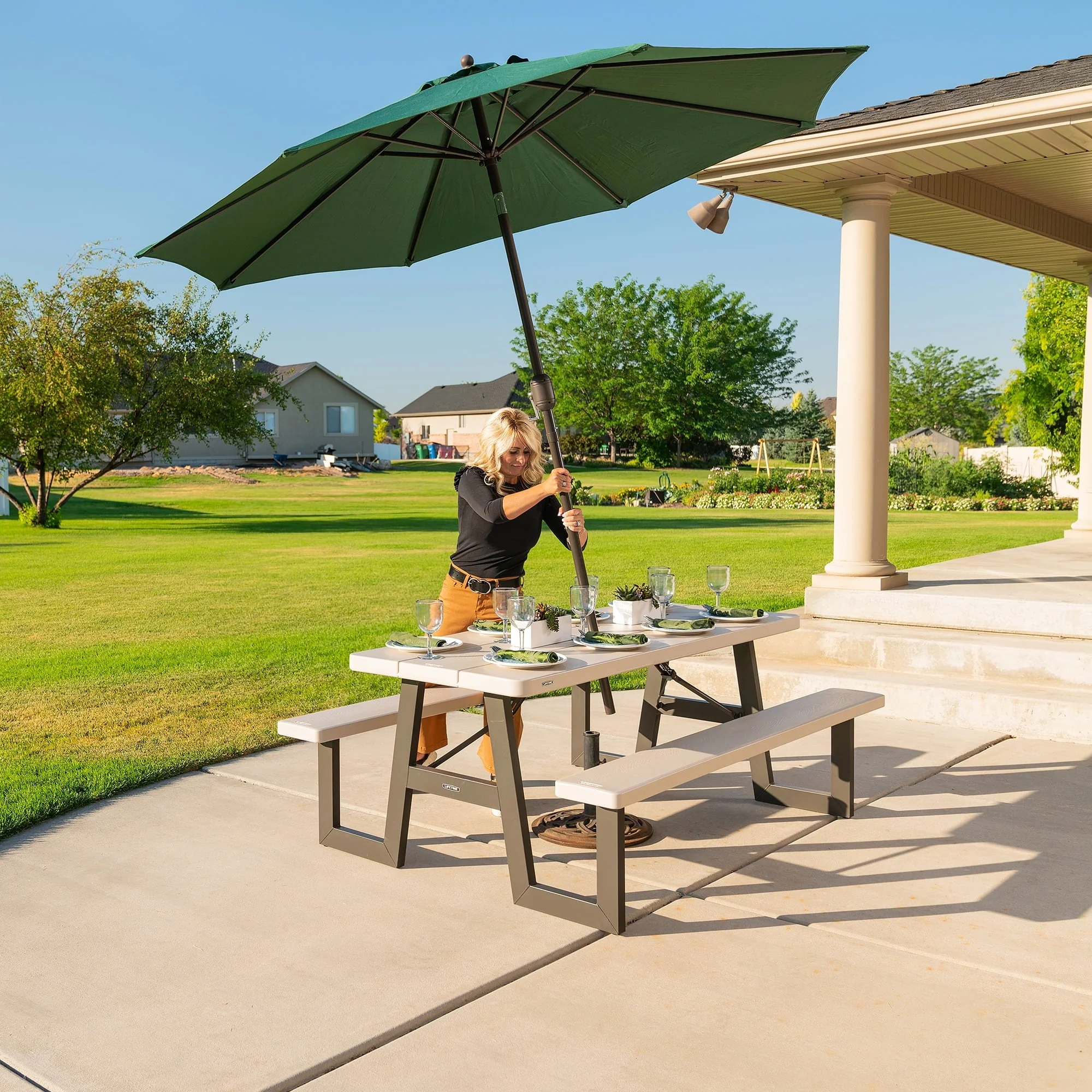 Lifetime 6 Foot W Frame Desert Sand HDPE Folding Picnic Table (60364) Image 8