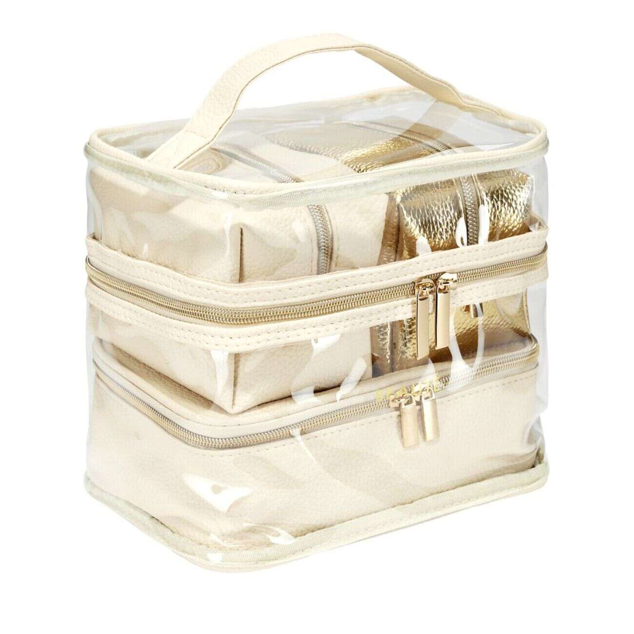 Trousse de toilette 2 compartiments + 3 trousses 22x15xH13cm (3 modèles)