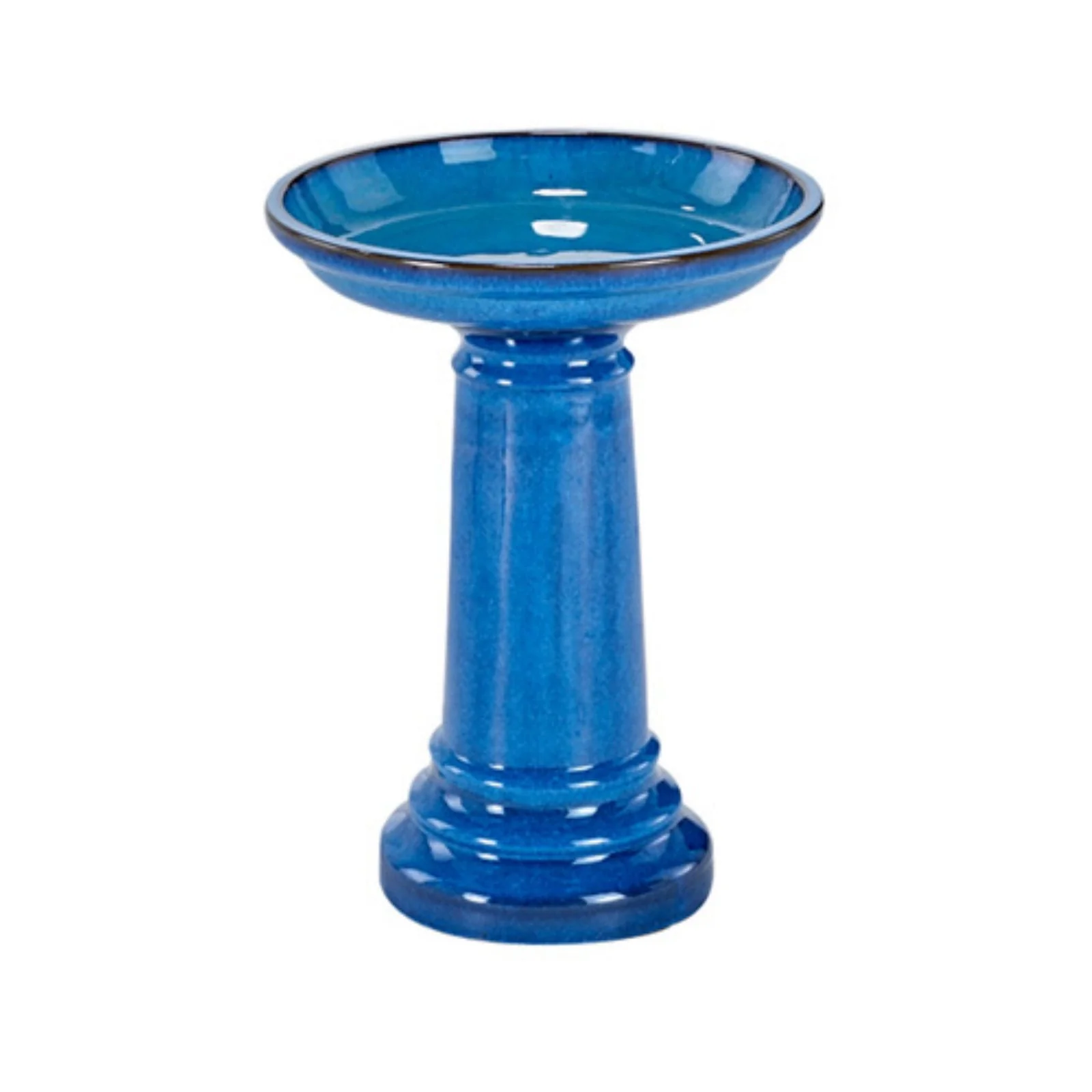 Smart Solar 207104 - BT Aviatra Ceramic Traditional Garden Bird Bath, Bright Blue