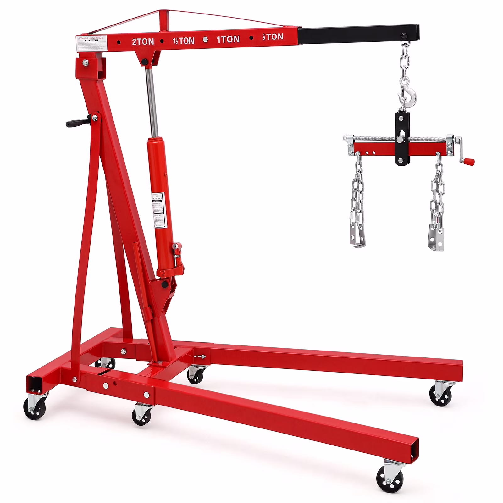 2 Ton Folding Hydraulic Engine Hoist with Lever,Folding Engine Shop Crane Hoist Lift,Heavy Cherry Picker with 6 Wheels for Garage,Workshop,Yellow(Yellow) - Image 3