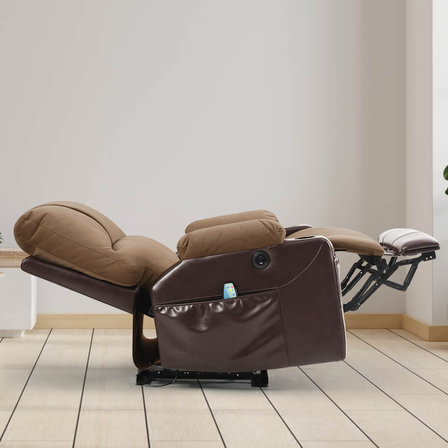 Fauteuil inclinable électrique avec chauffage et massage, format compact