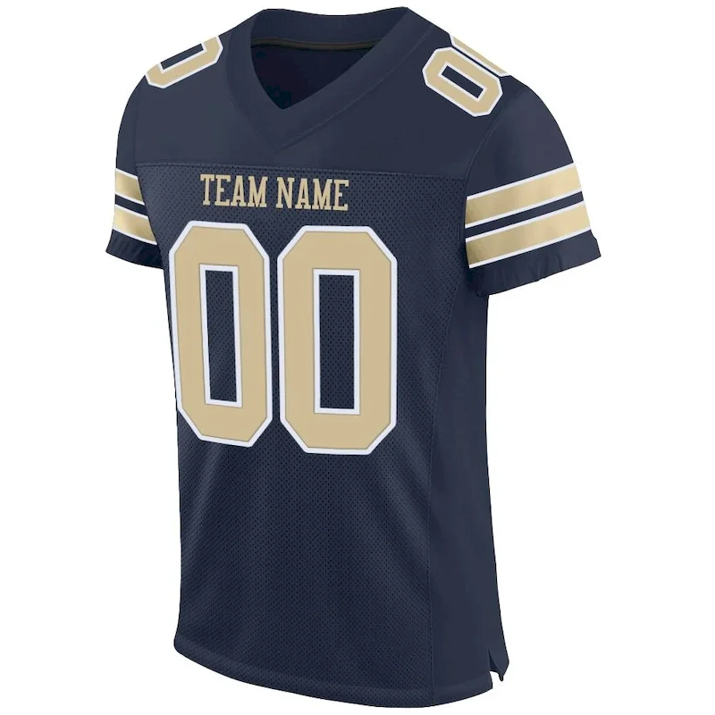 Custom Navy Vegas Gold-White Mesh Authentic rugby jersey