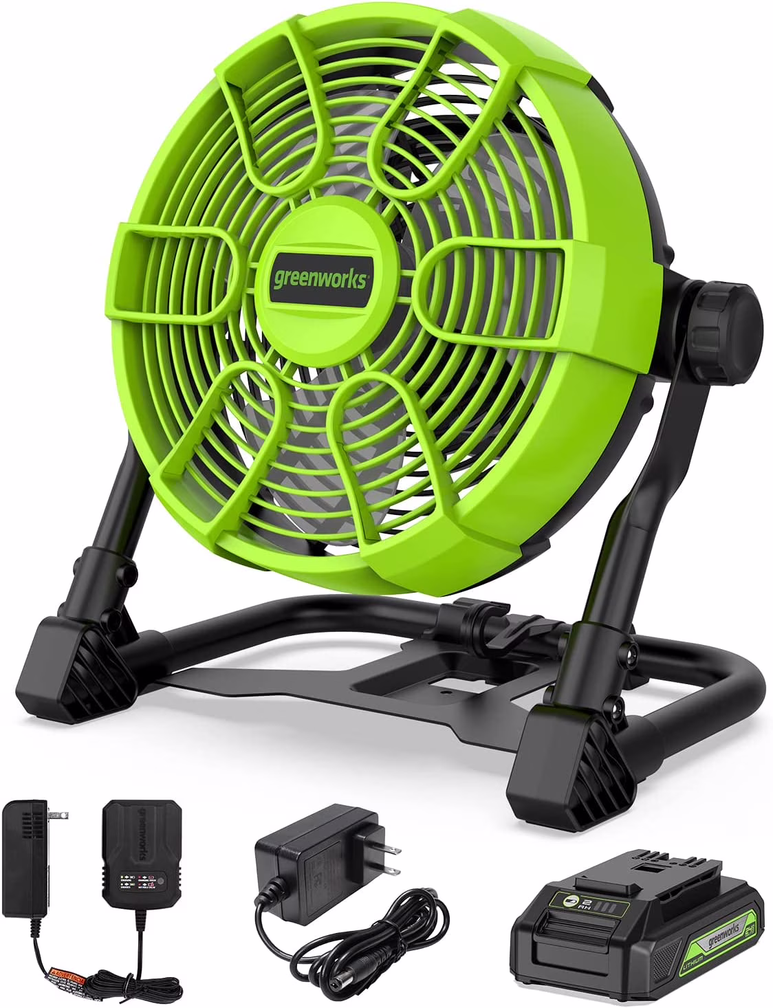 Greenworks 24V 10 (5-Speed) Fan (500 CFM) with 2.0Ah USB Battery and Charger
