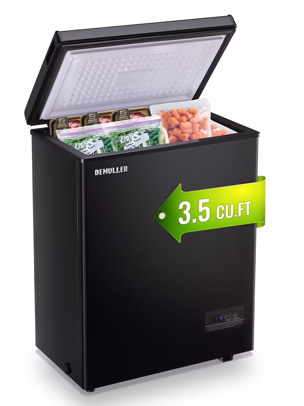 3.5 Cu. ft Chest Freezer Small Freezers with Top Open Door Freestanding Black(3.5 CU.FT/Black)