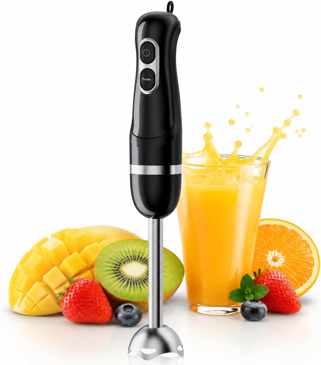 Turelar Corded Immersion Blender with 2 Speeds for Emulsifying, Pureeing, and Blending