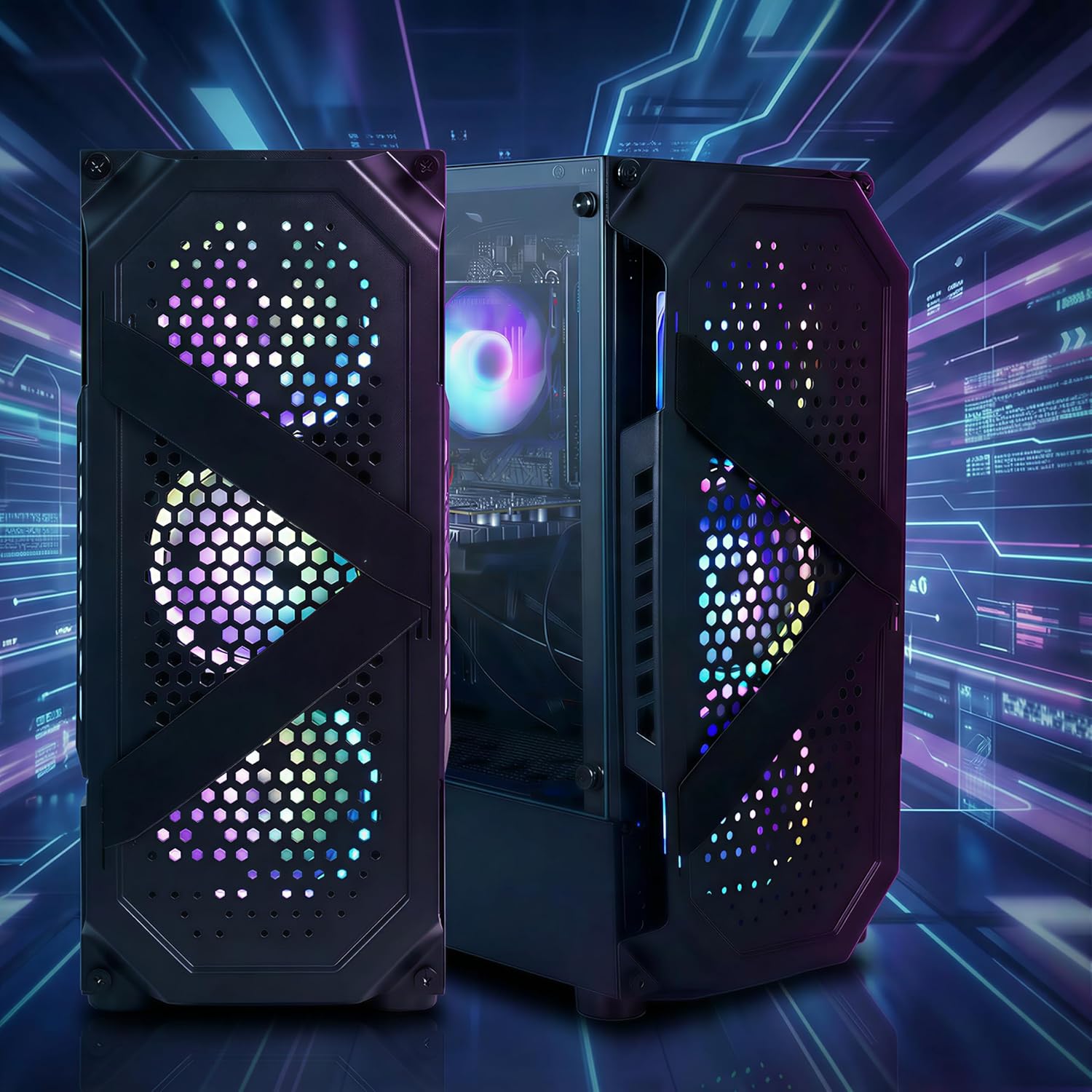STGAubron Gaming PC Desktop Computer  AMD Ryzen 5 5500 up to 4.2G  Radeon RX 6500 4G  16GB DDR4  512GB SSD  WiFi 6  BT 5.2  RGB Fan x4  Windows 11 Home