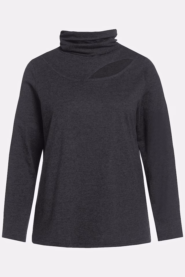Asymmetric Cutout Stand-Up Collar Long Sleeve Tee