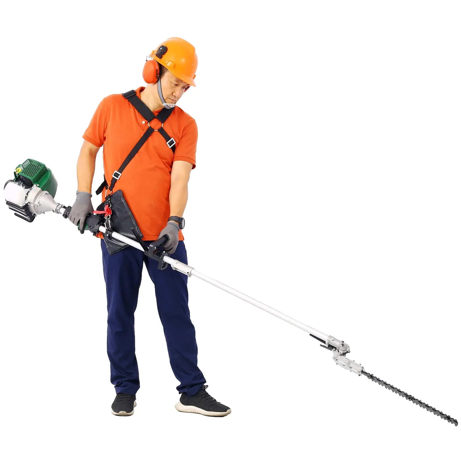 4 in 1 Multi-Functional Trimming Tool, 31CC 4-Cycle Garden Tool System with Gas Pole Saw, Hedge Trimmer, Grass Trimmer, and Brush Cutter EPA Compliant, Green
