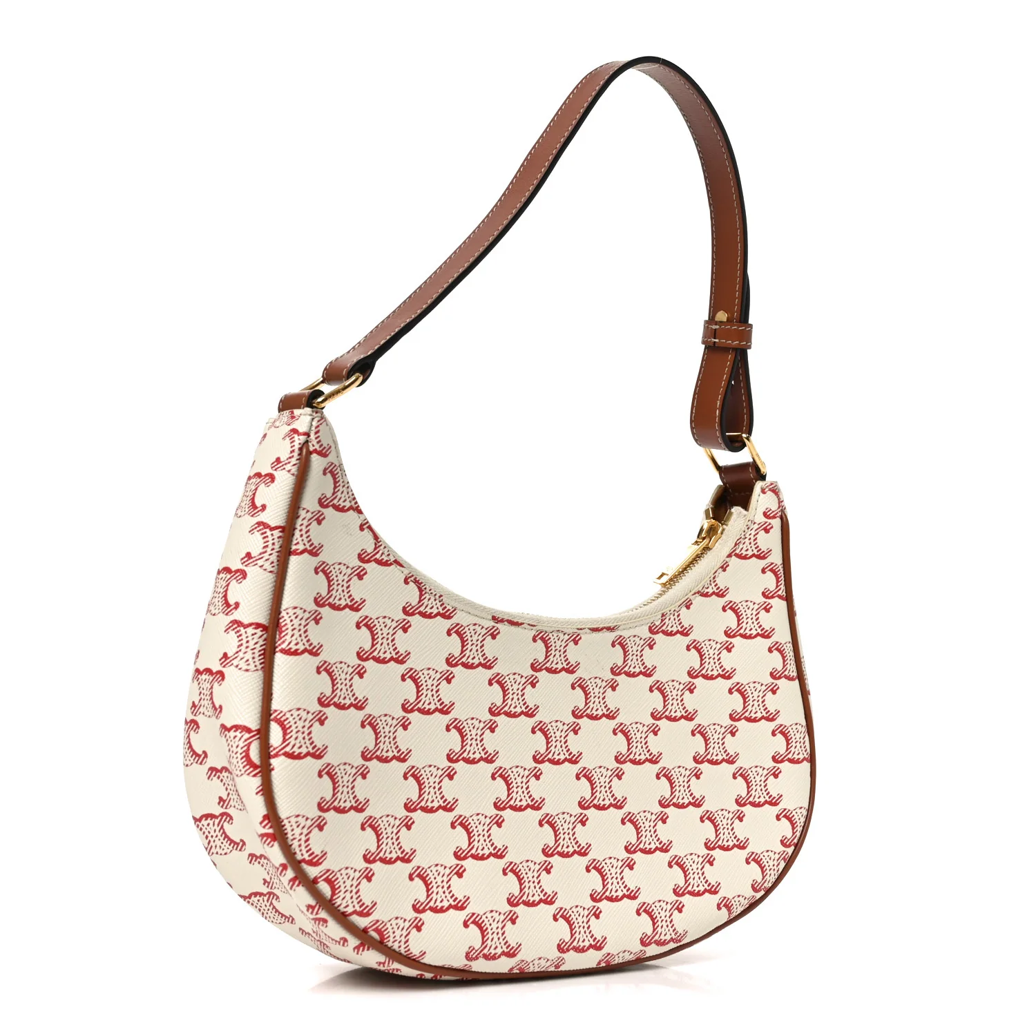 Canvas Calfskin Ava Triomphe Shoulder Bag Red