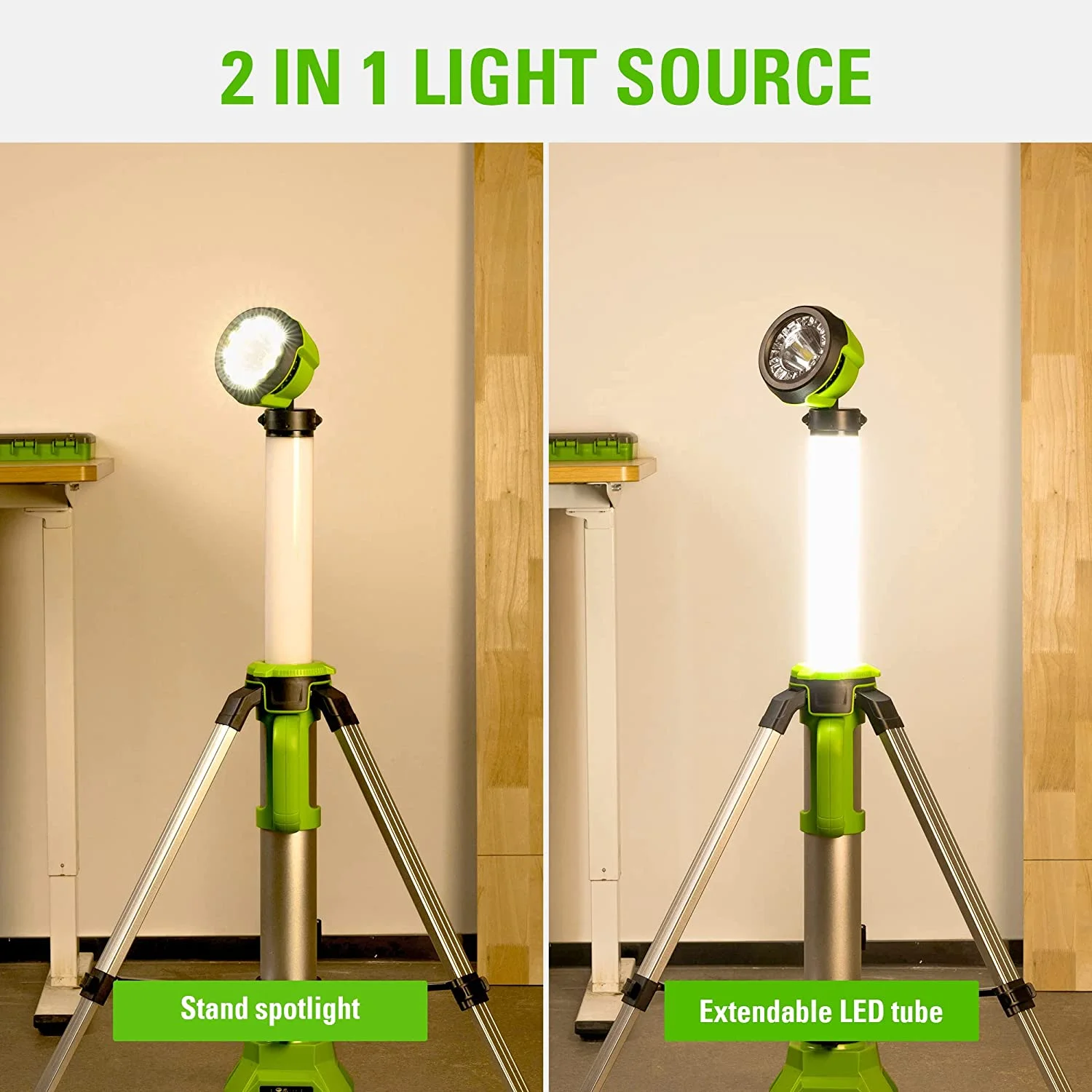 24V 2 in 1 Standing Light, LED Work Light with 2Ah Battery and Charger Image 5