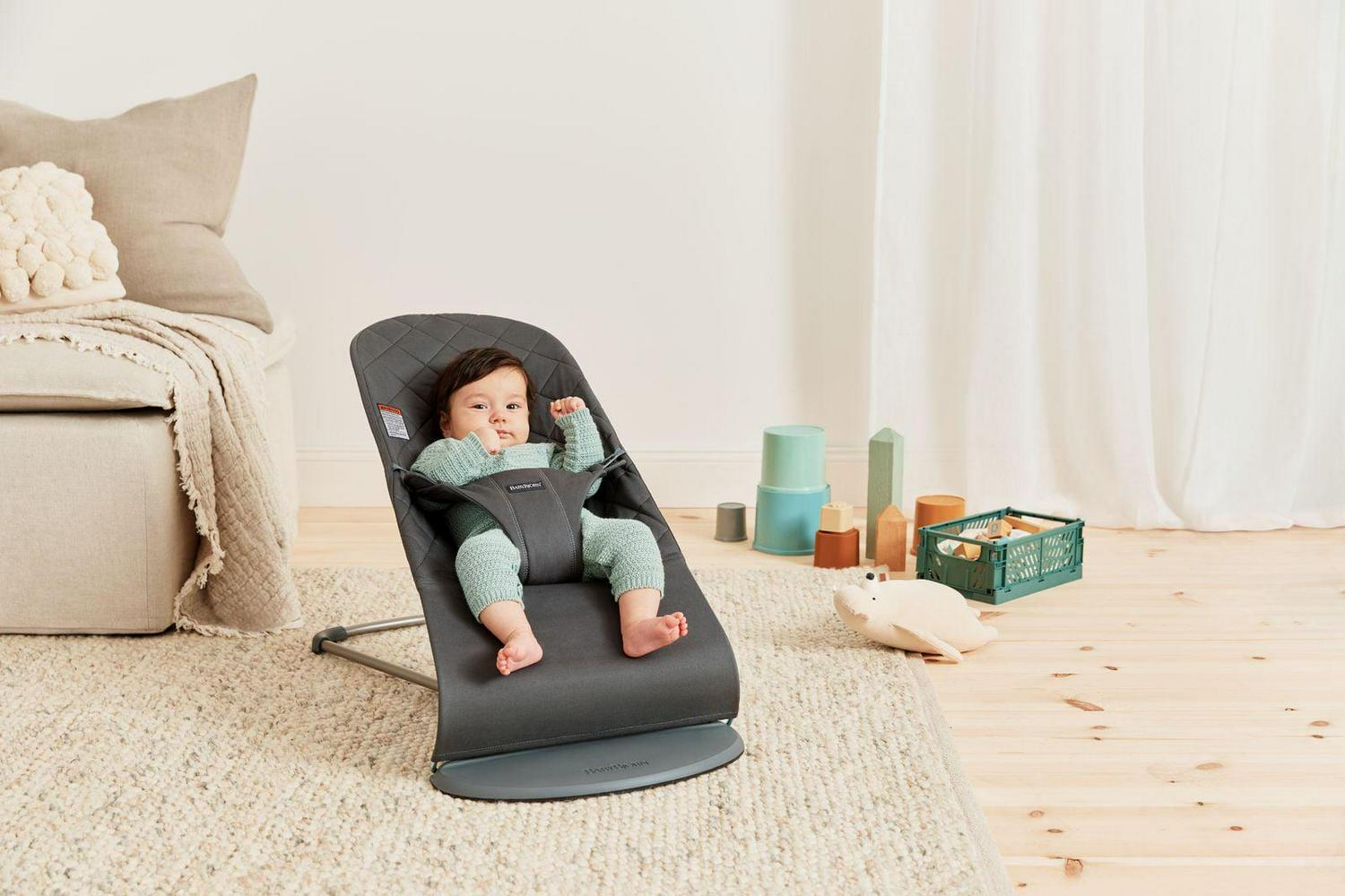 Bouncer Bliss Baby Bouncers with Cotton. Classic Quilt. Anthracite - Image 8
