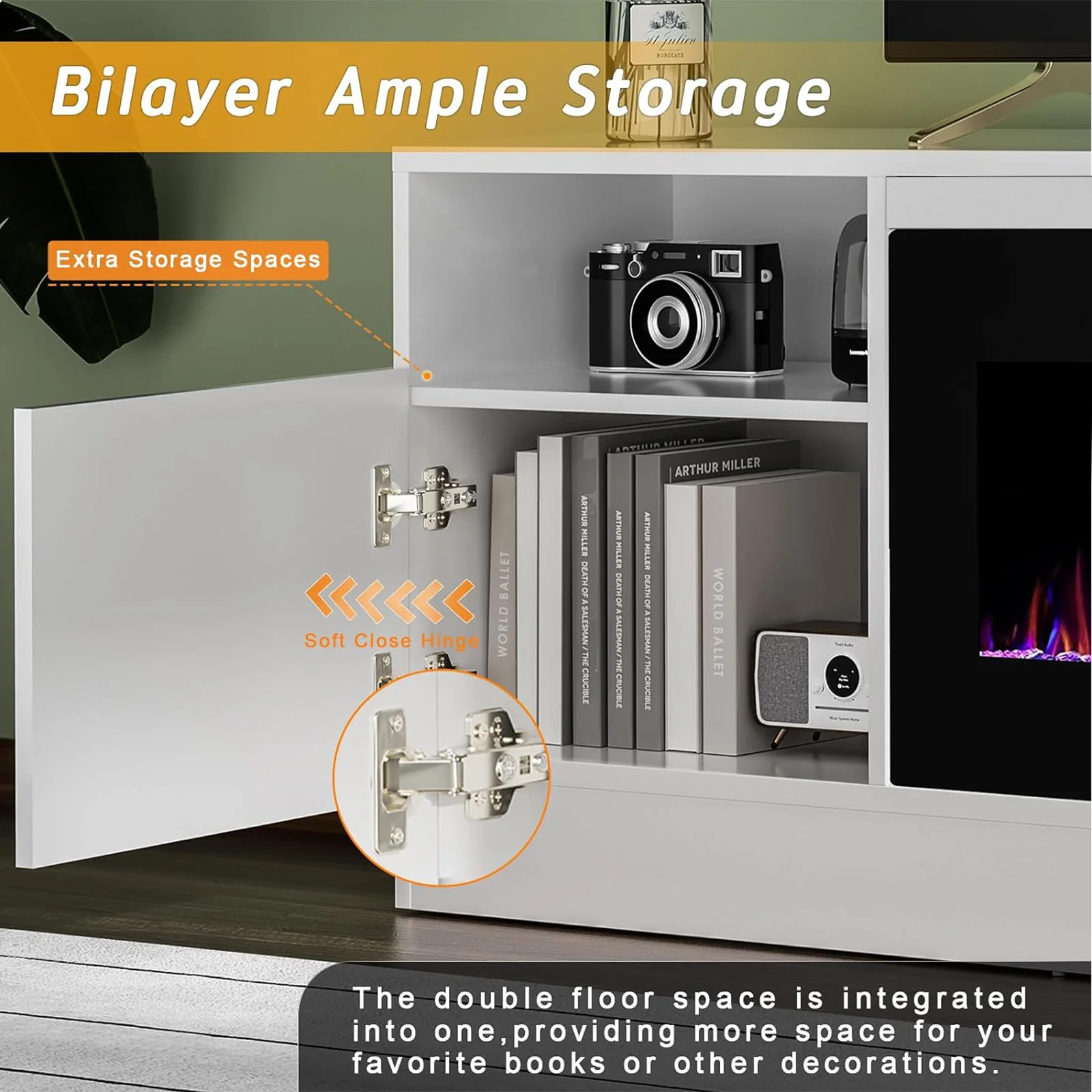 Waleaf Fireplace TV Stand with 36