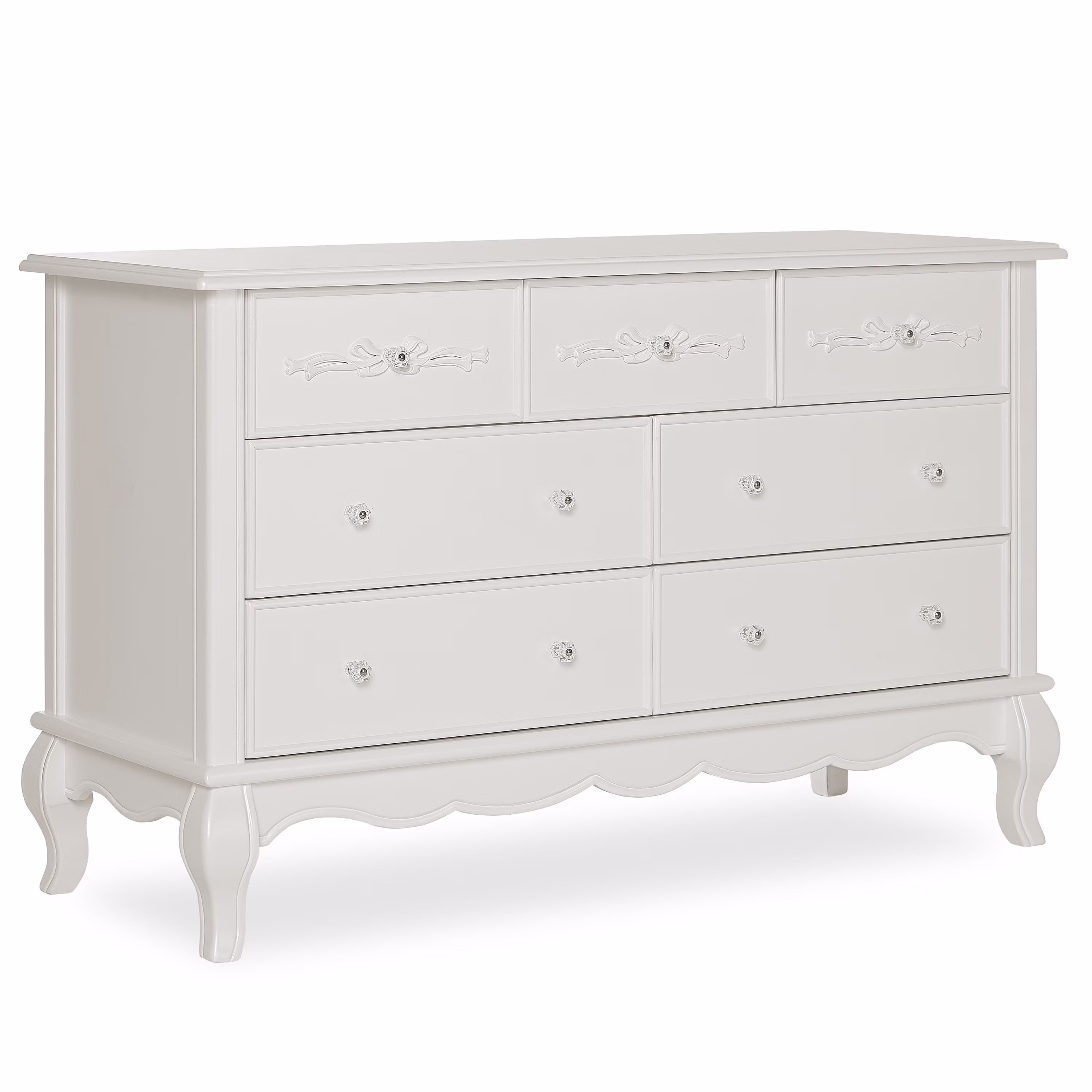 Evolur Aurora 7 - Drawer Double Dresser in Ivory Lace, Spacious Drawers