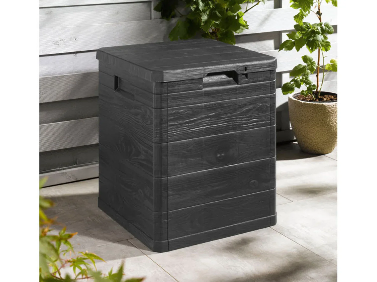 LIVARNO home Coffre de jardin, cadenassable, 90 L, en plastique