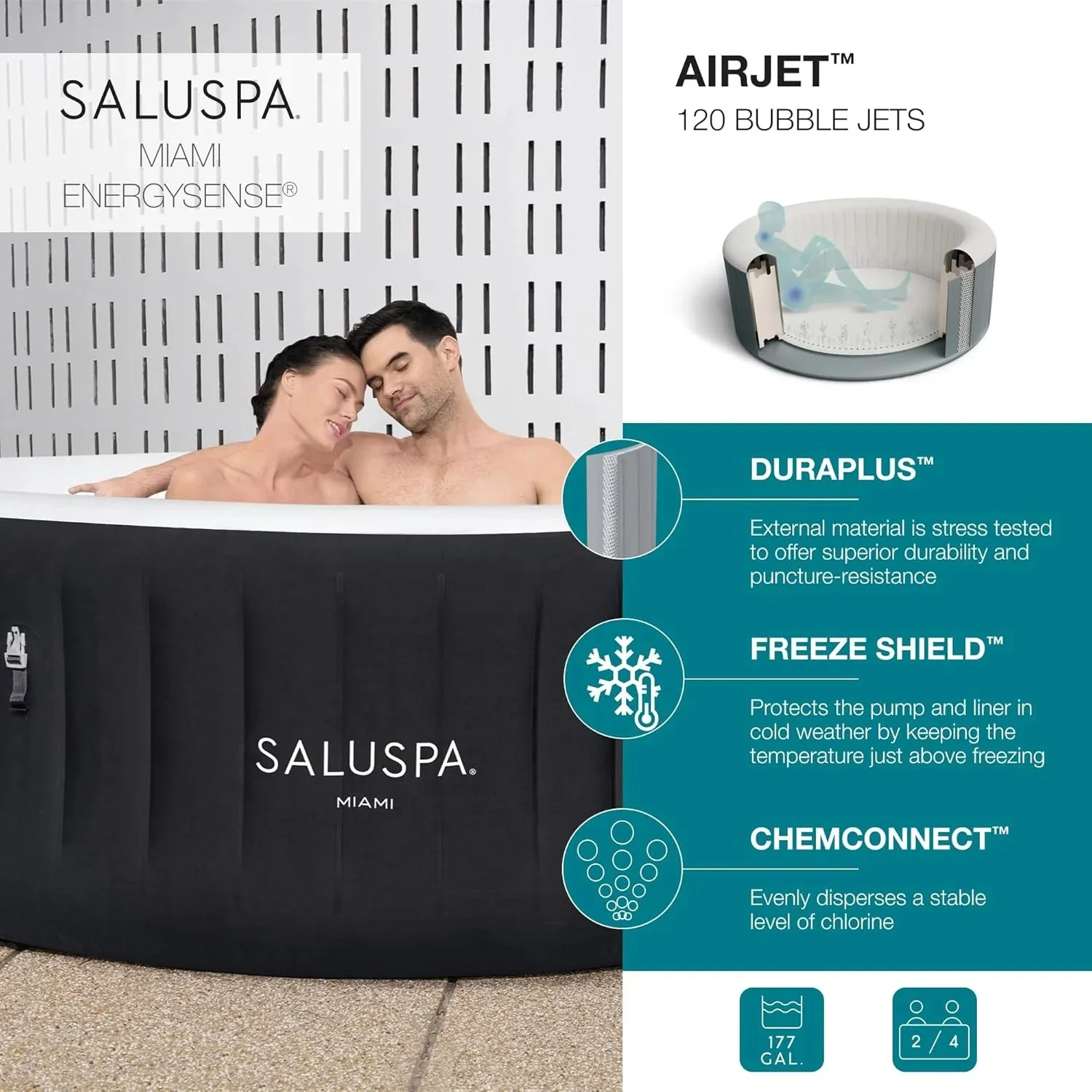 Inflatable Hot Tub Spa (71" X 26") | Portable Hot Tub with 2 Covers (1 Energy-efficient Thermal Cover and 1 Standard Cover) | Fits Up to 2-4…