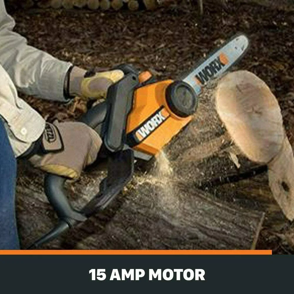 WG304.2 18in 15 Amp Electric Chainsaw with Auto-Tension, Chain Brake - Image 4
