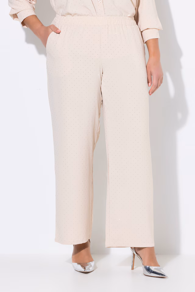 Wide-leg rhinestone pull-on pants