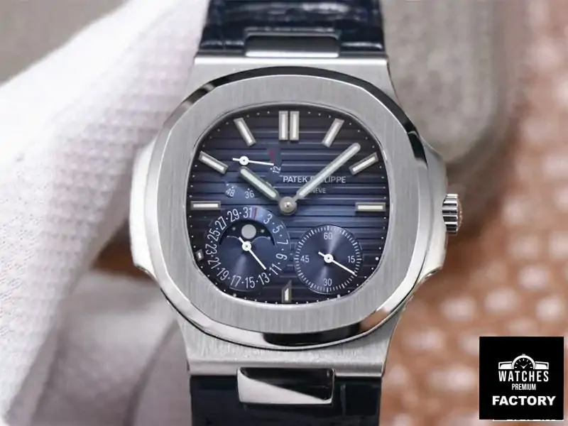 Patek Philippe Nautilus 5712 / 1A-001 PF Factory Blue Dial Leather Strap