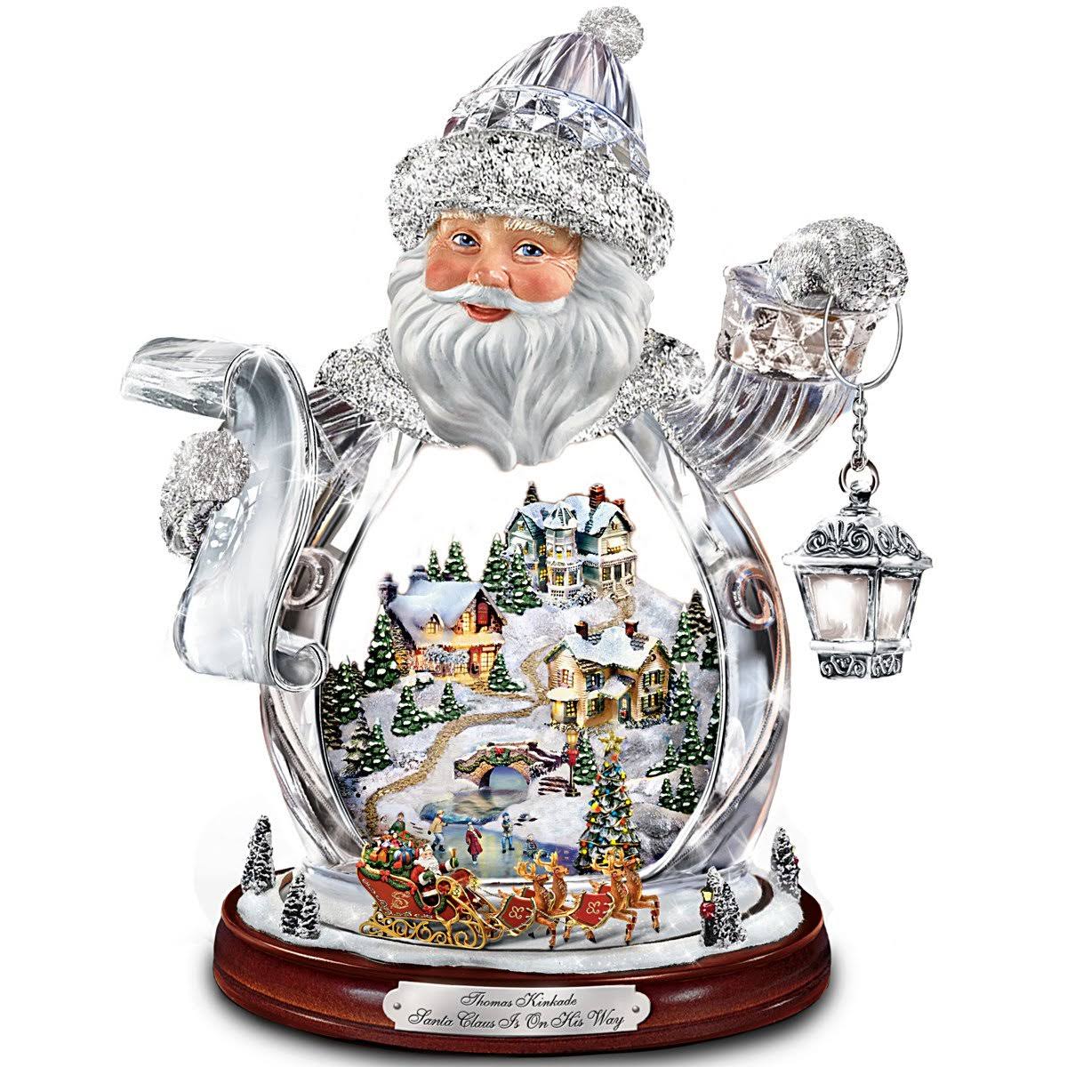 The Bradford Exchange Thomas Kinkade Santa Claus Tabletop Crystal Figurine: Santa Claus Is on His Way