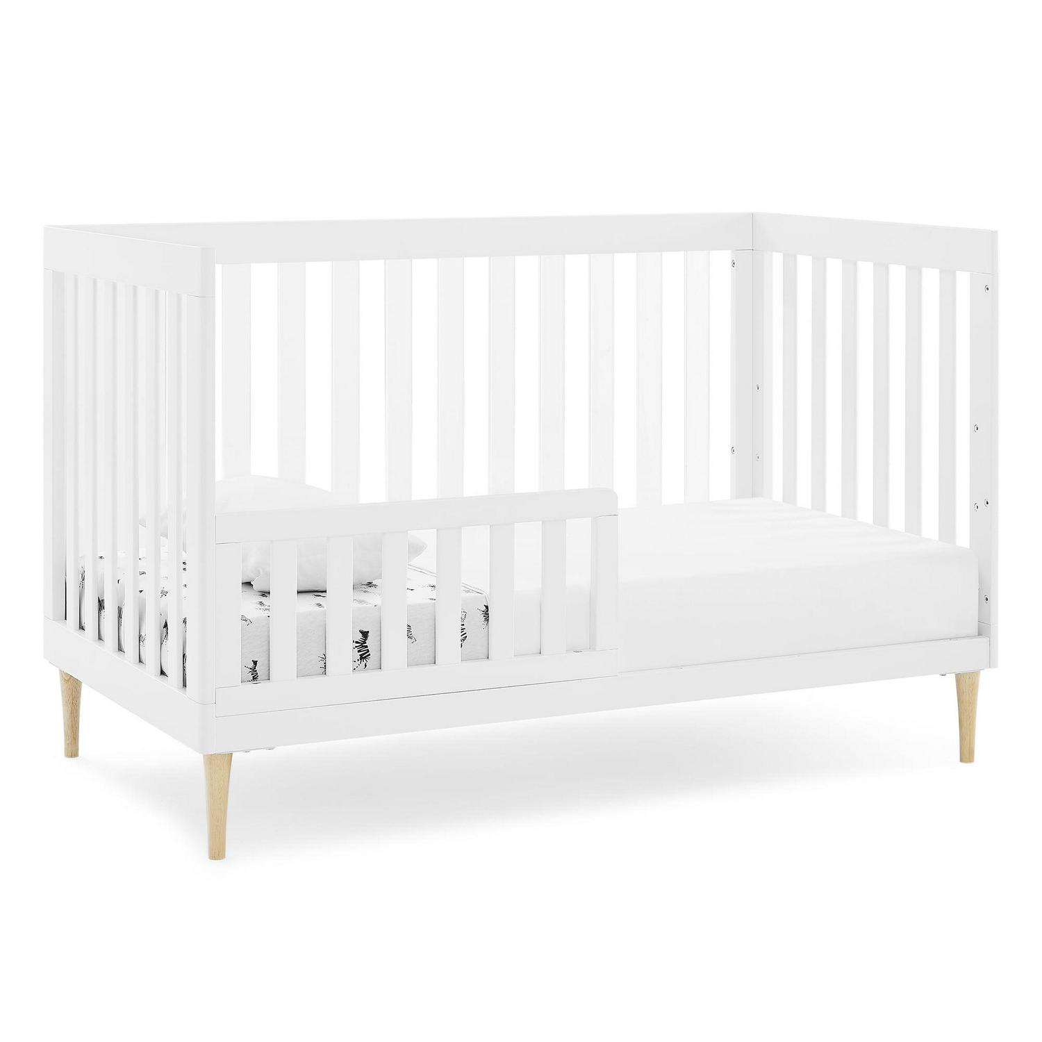Delta Children Austin Acrylic 4 - in - 1 Convertible Baby Crib - Greenguard Gold Certified. Bianca White/Natural