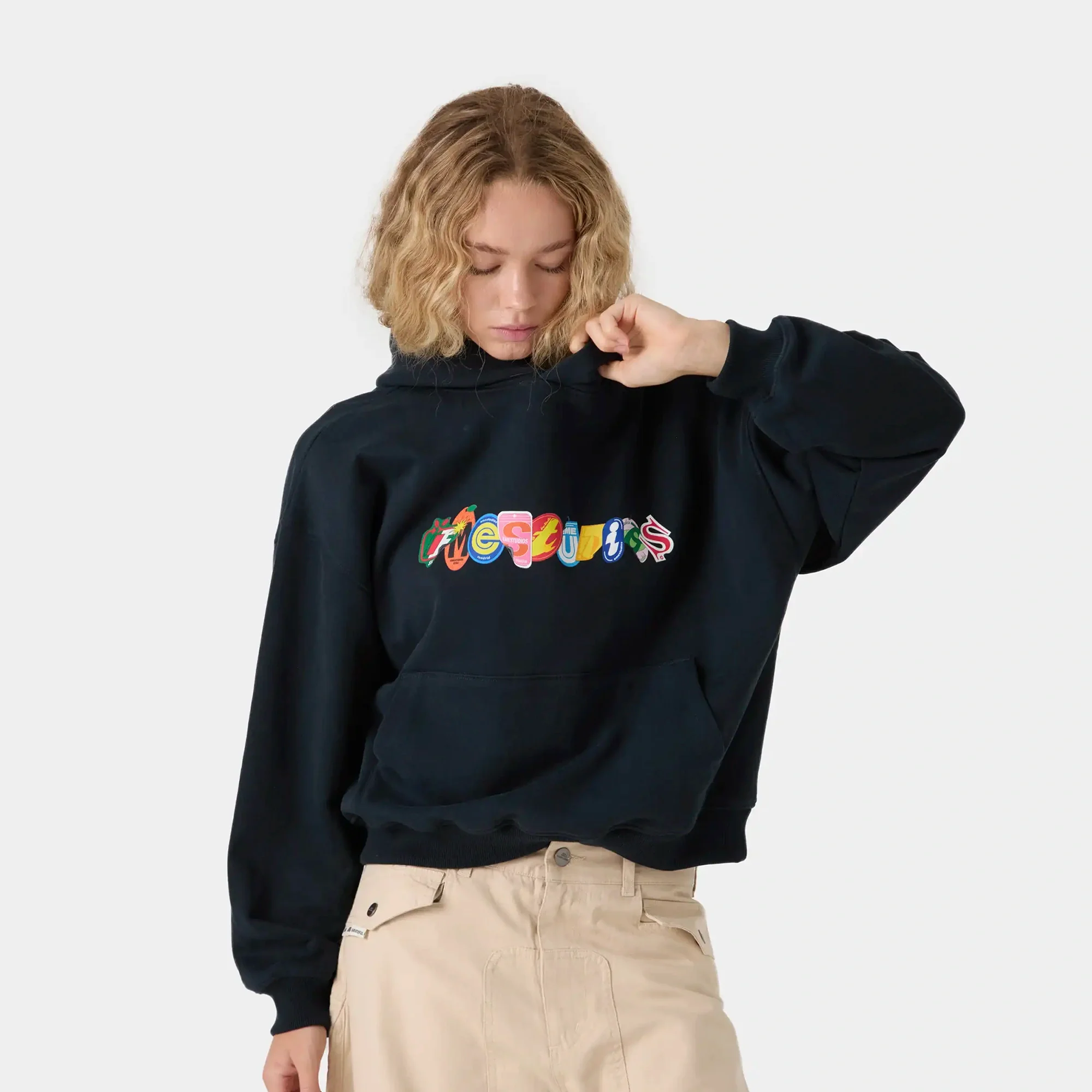 Stickers Navy Oversized Hoodie
