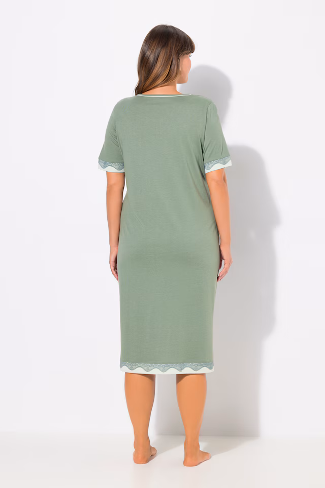 Lace Trim Short Sleeve Nightgown