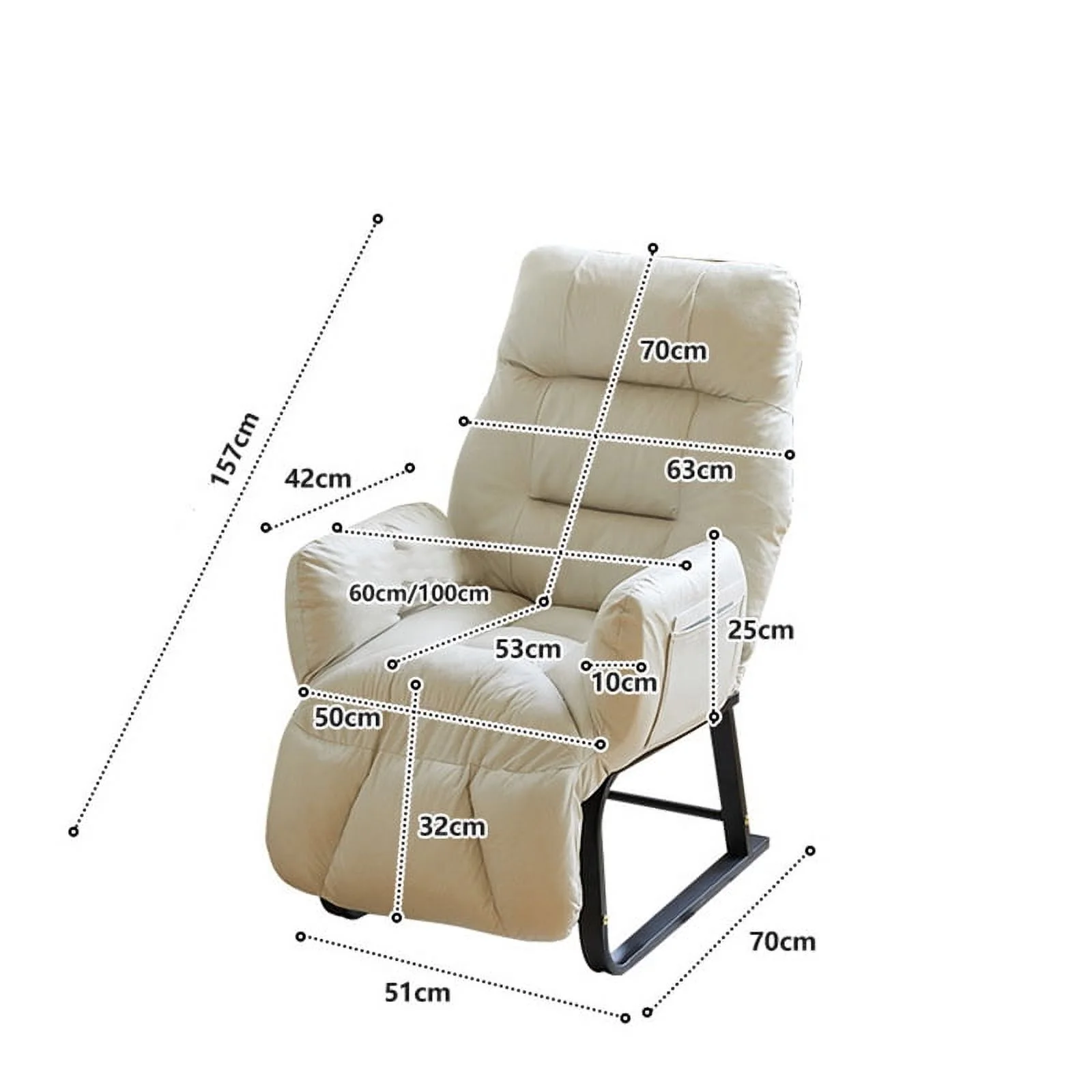 Recliner Armchair with Adjustable Backrest,White(White) - Image 3
