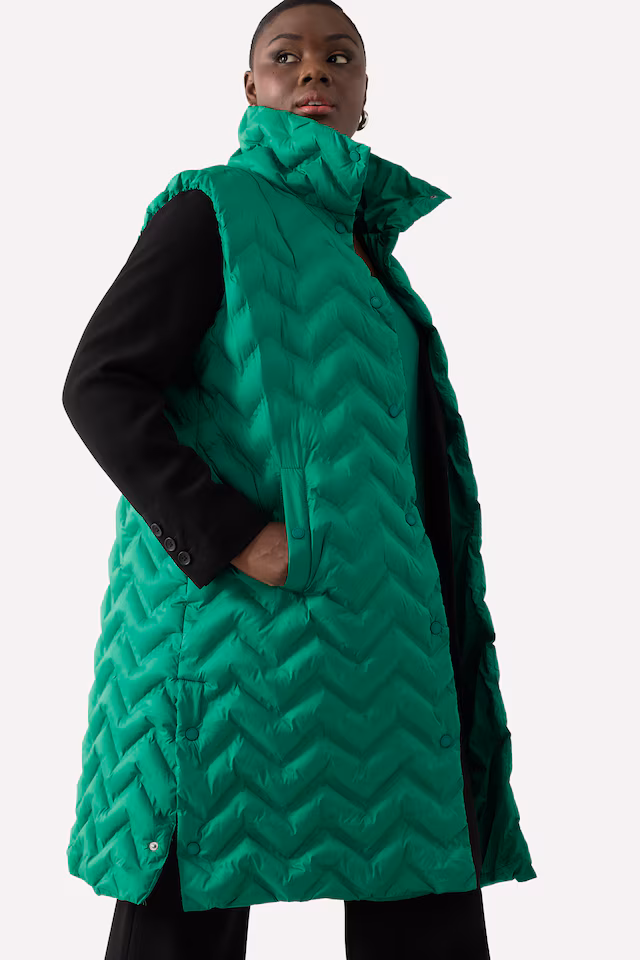 Long Herringbone Quilted Vest