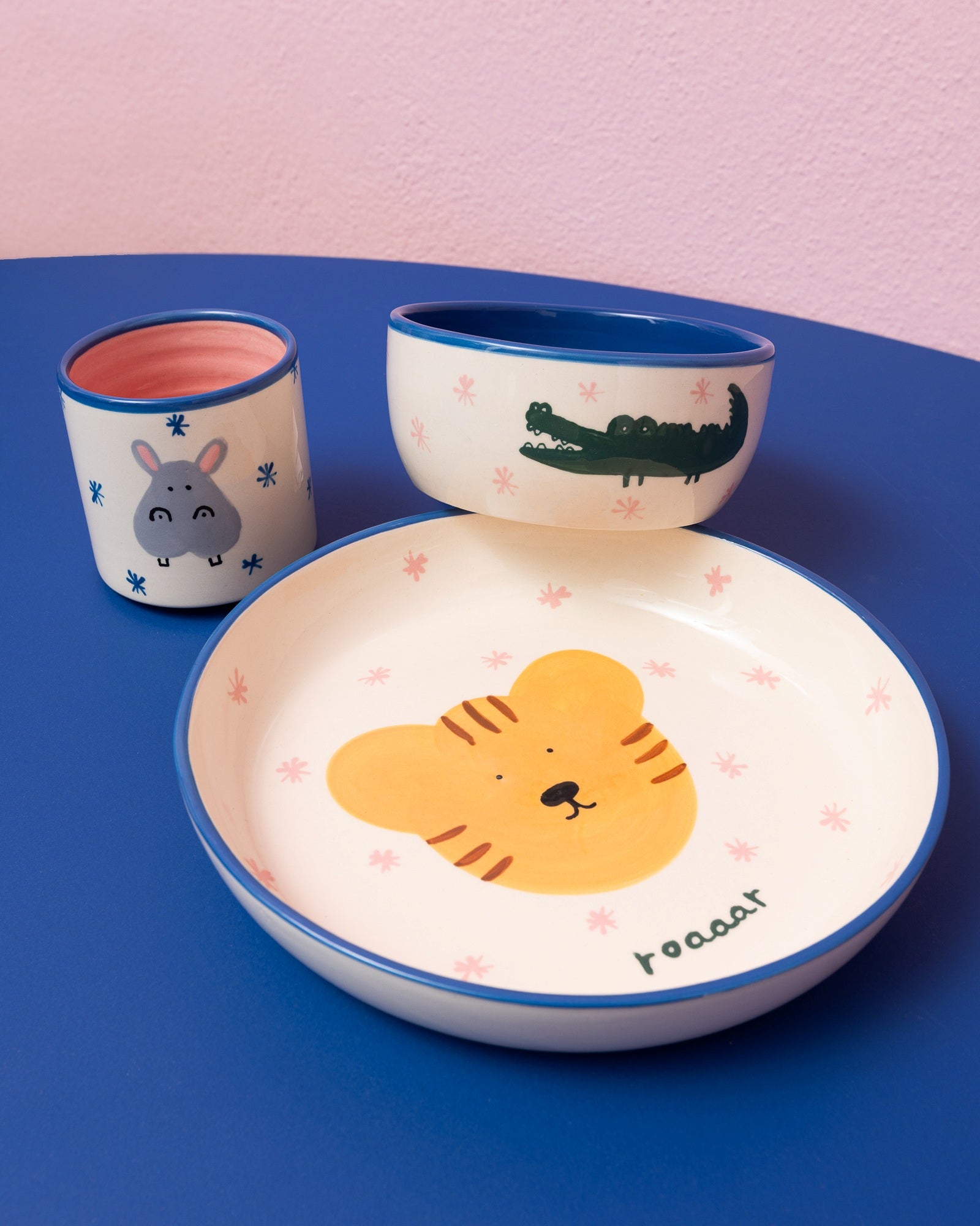 MIIO MIINI - TABLEWARE SET WHITE BLUE 3 PIECES