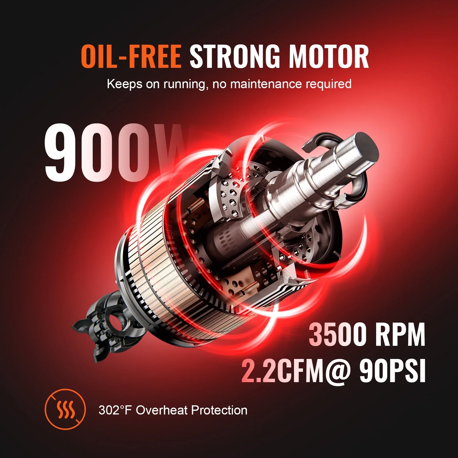 VEVOR 4.8 Gallon Air Compressor, 1.2HP 2.2 CFM@90PSI Oil Free Air Compressor Tank & Max. 116PSI Pressure, 70 dB Ultra Quiet Compressor for Auto Repair,Tire Inflation,Spray Painting,Woodwork Nailing