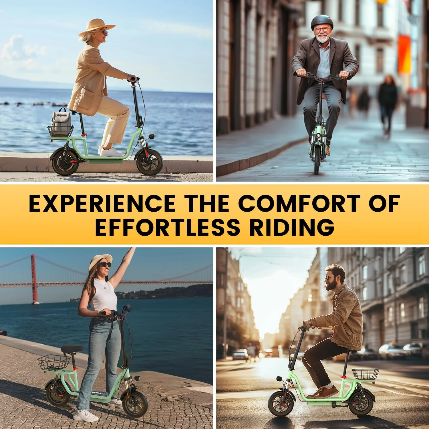 Trottinette électrique iScooter avec siège, autonomie de 60/34 km, vitesse maximale de 45/30/25 km/h, double suspension et panier