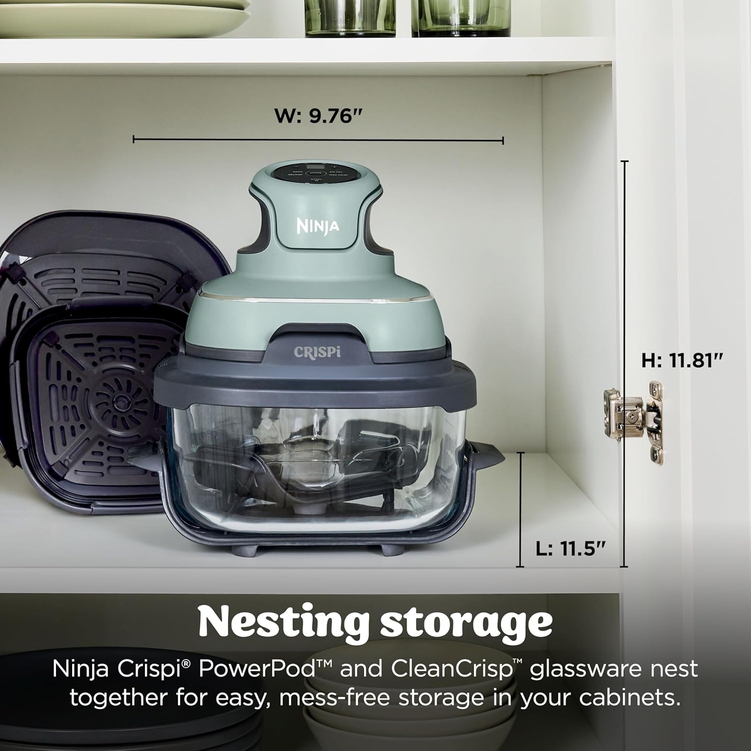 Ninja Crispi Glass Air Fryer, 4-in-1, Green, FN101SG