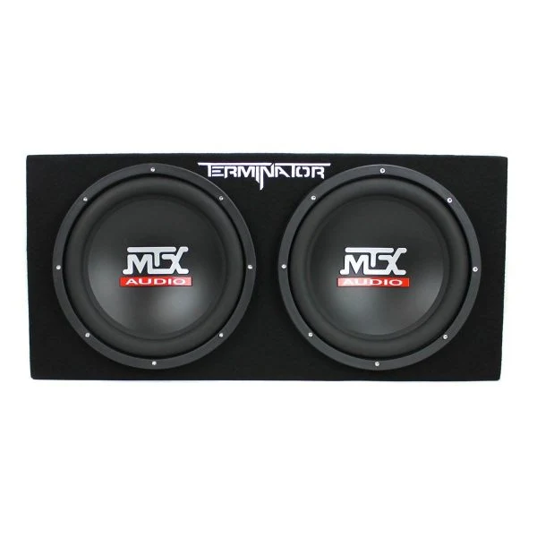 MTX Terminator Dual 12-Inch Loaded Subwoofer Enclosure with 1500W Monoblock Amplifier & 2-Farad Capacitor Kit