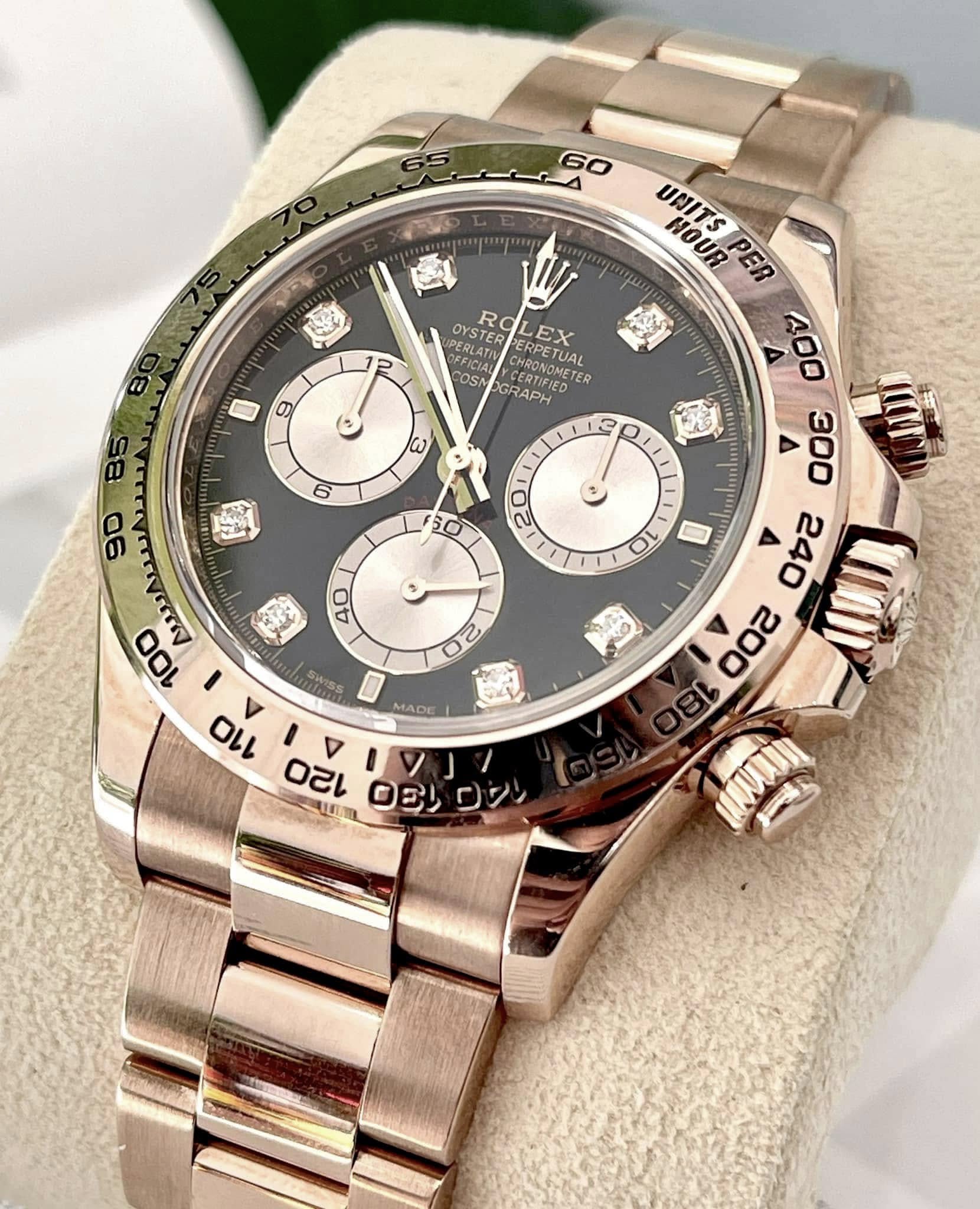 [Super Clone]RRolex Daytona Rose Gold / Black / Diamond-Set  m126505-0002
