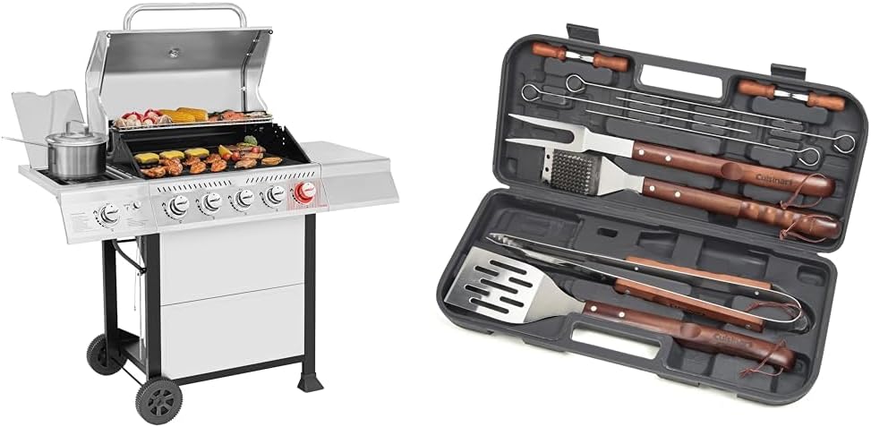 Barbecue à gaz propane Royal Gourmet GA5401T à 5 brûleurs avec brûleur de saisie et brûleur latéral en acier inoxydable